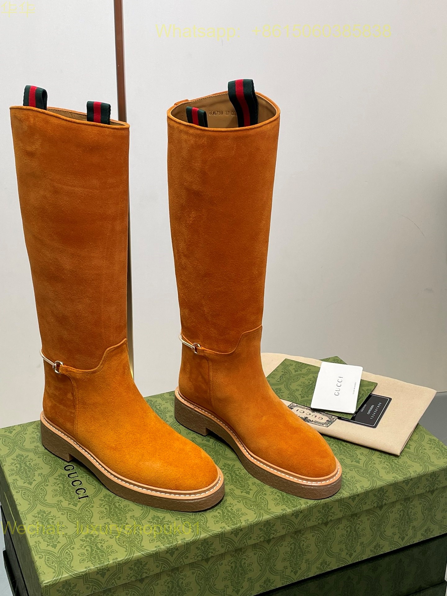 Gucci Tall Flat Suede Length Boot Women Shoes