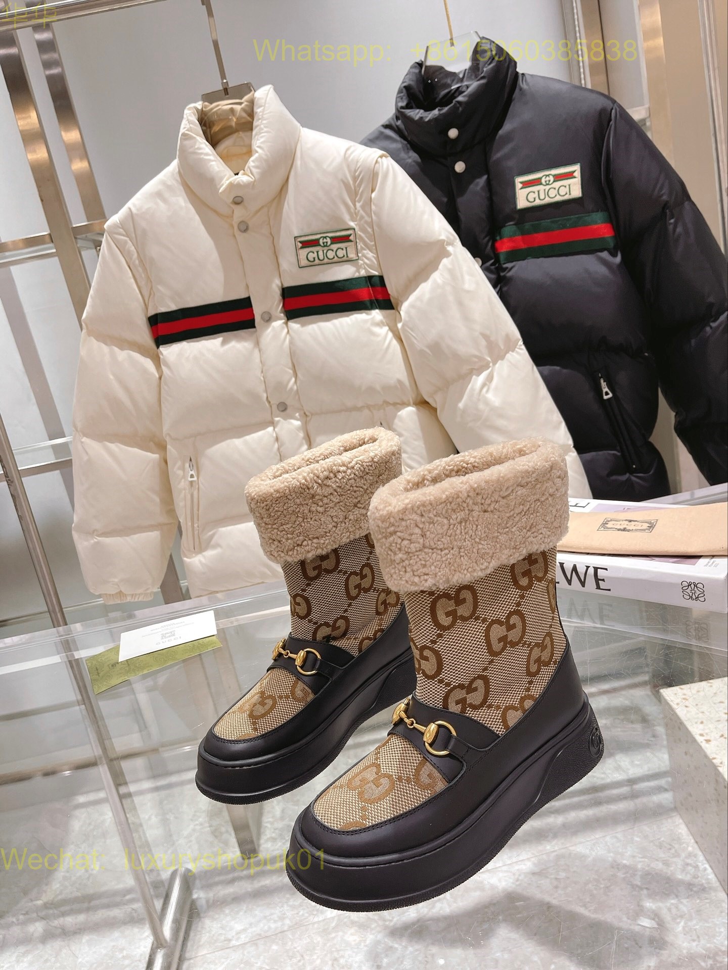 Gucci Wool Interlocking G Shearling Boots Women Shoes