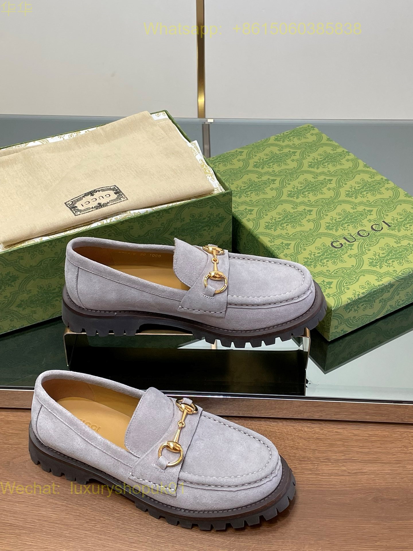 Gucci Suede Slip-On Loafers Women Shoes