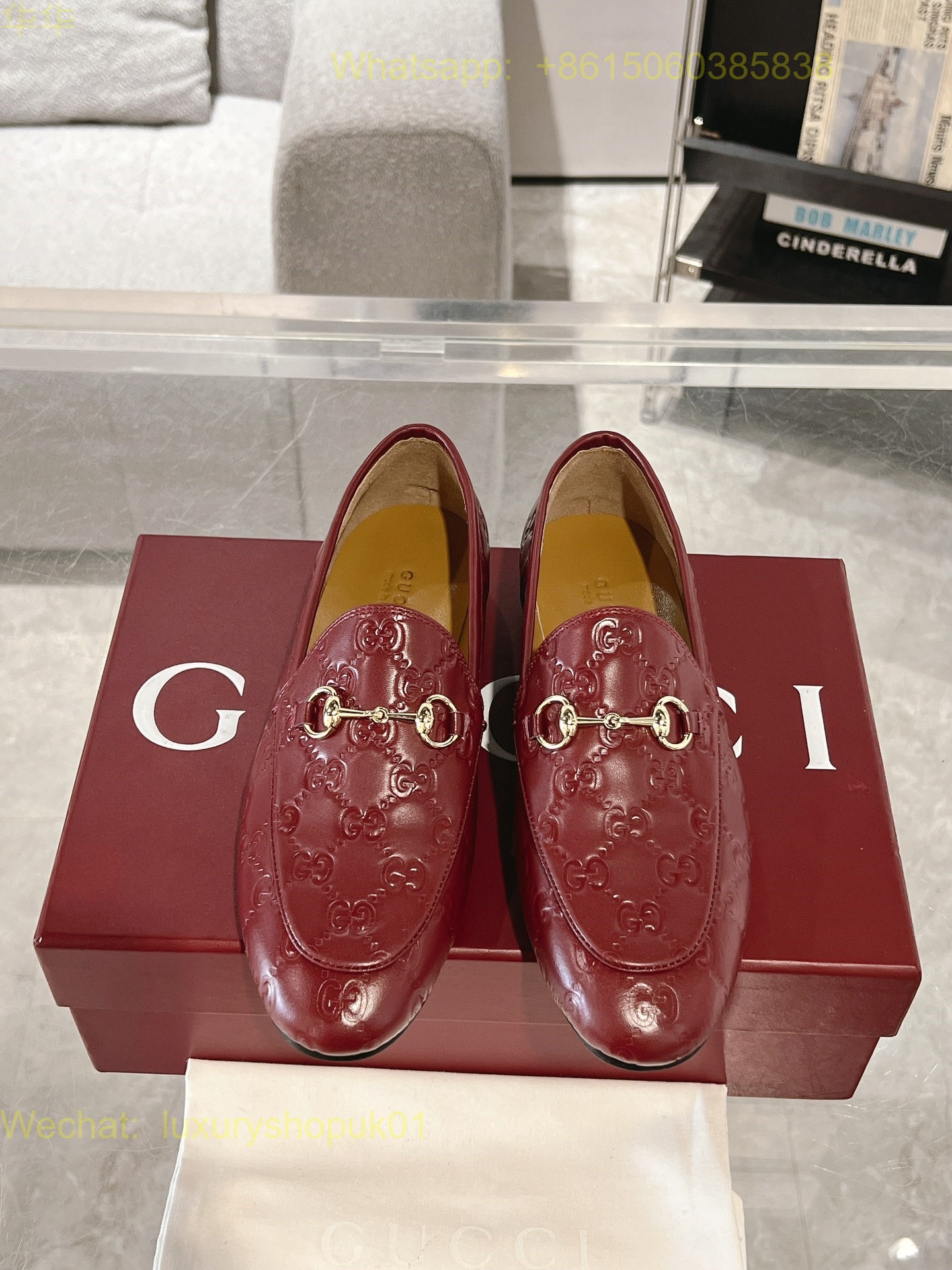 Gucci Jordaan Red Loafer Flat Women Shoes