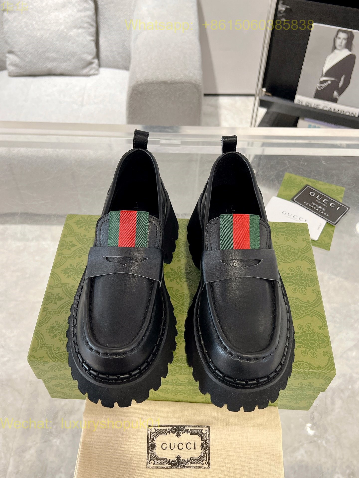 Gucci Horsebit-Detail Leather Slip-On Loafers Women Shoes