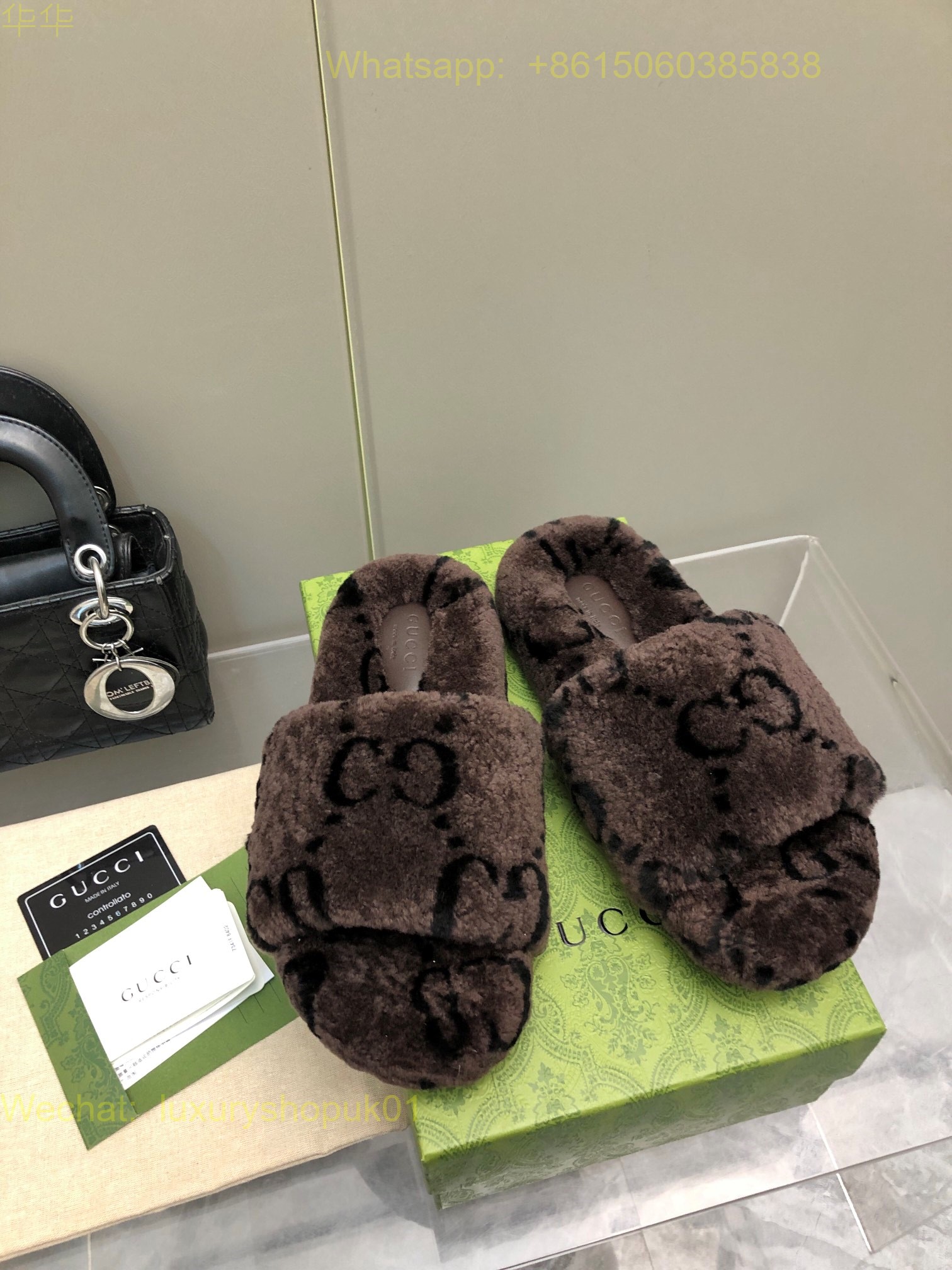 Gucci Shearling Fur Slides sandal Women Shoes