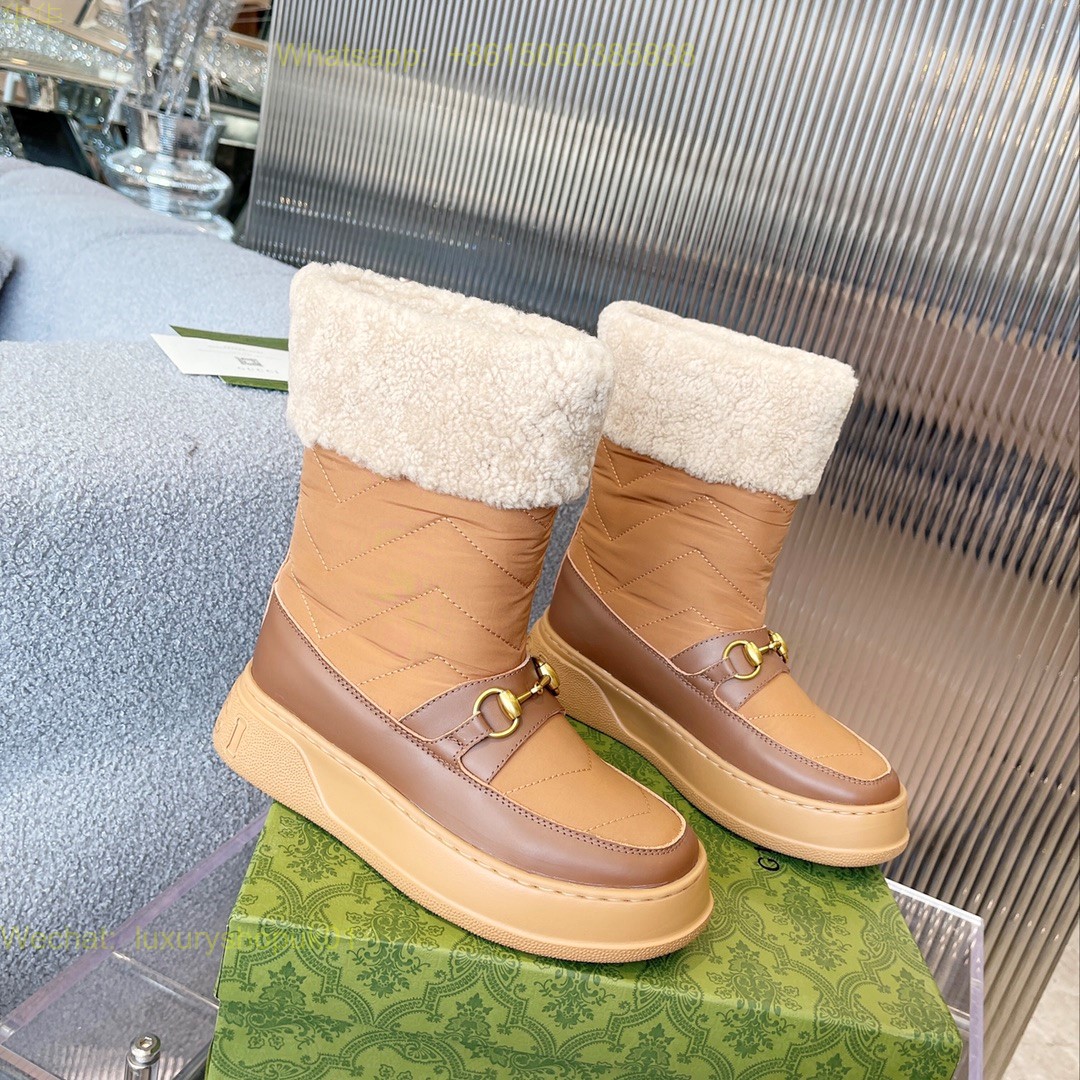 Gucci Wool Interlocking G Shearling Boots Women Shoes