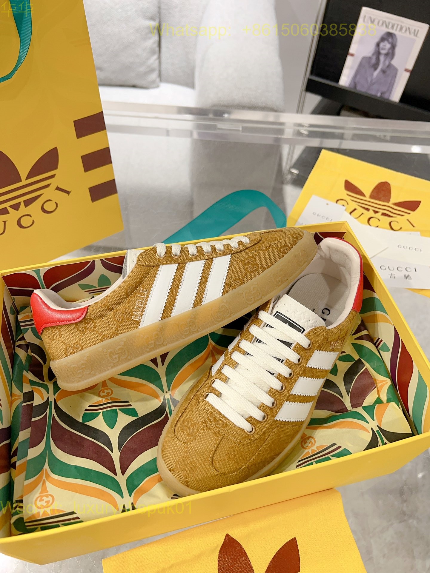 Adidas x Gucci Gazelle sneaker Mens Women Shoes