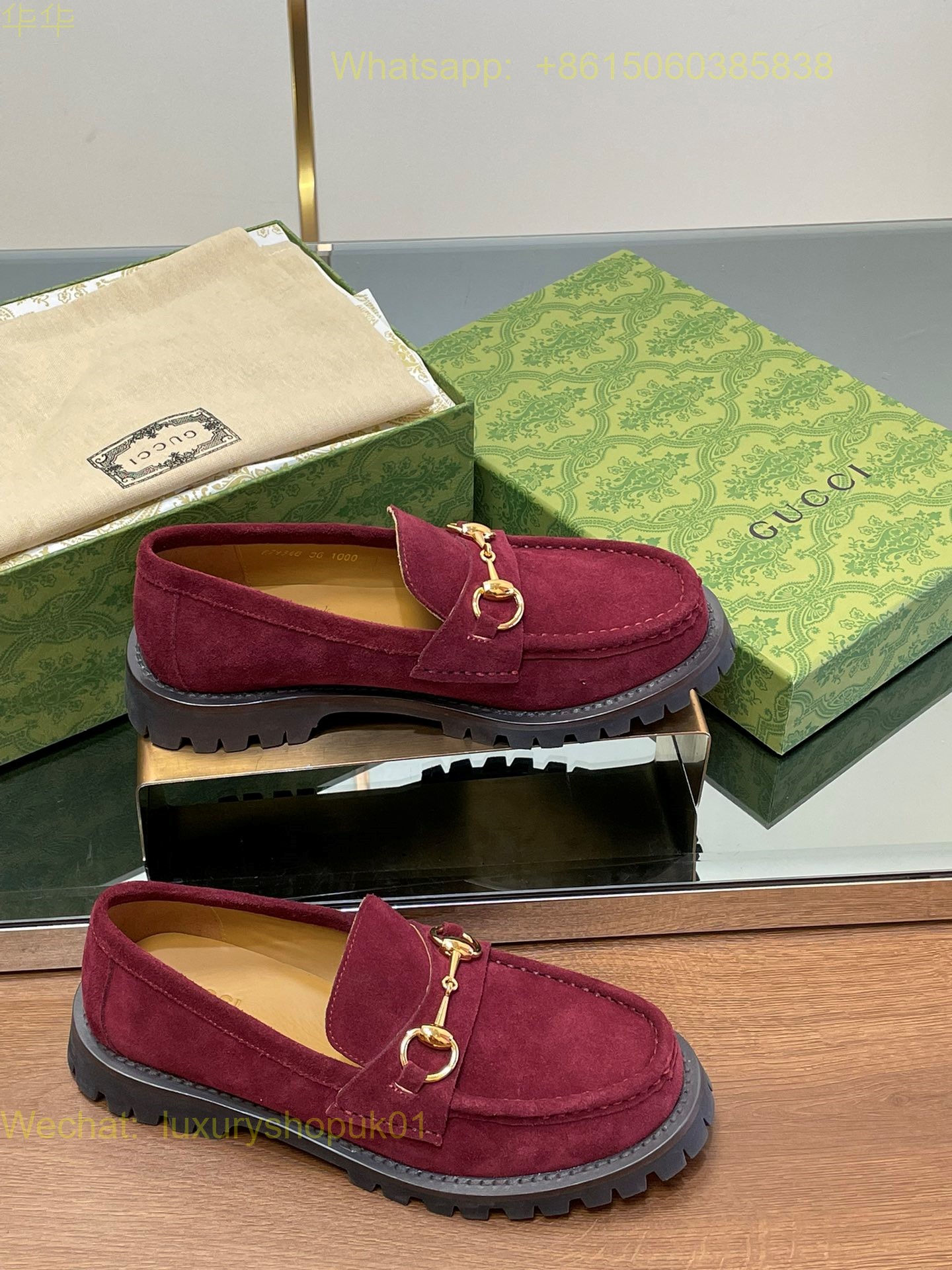 Gucci Suede Slip-On Loafers Women Shoes