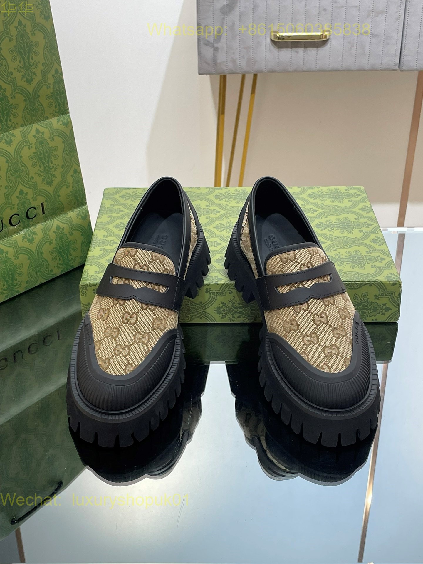 Gucci Novo GG Jacquard Chunky Loafer Mens Women Shoes