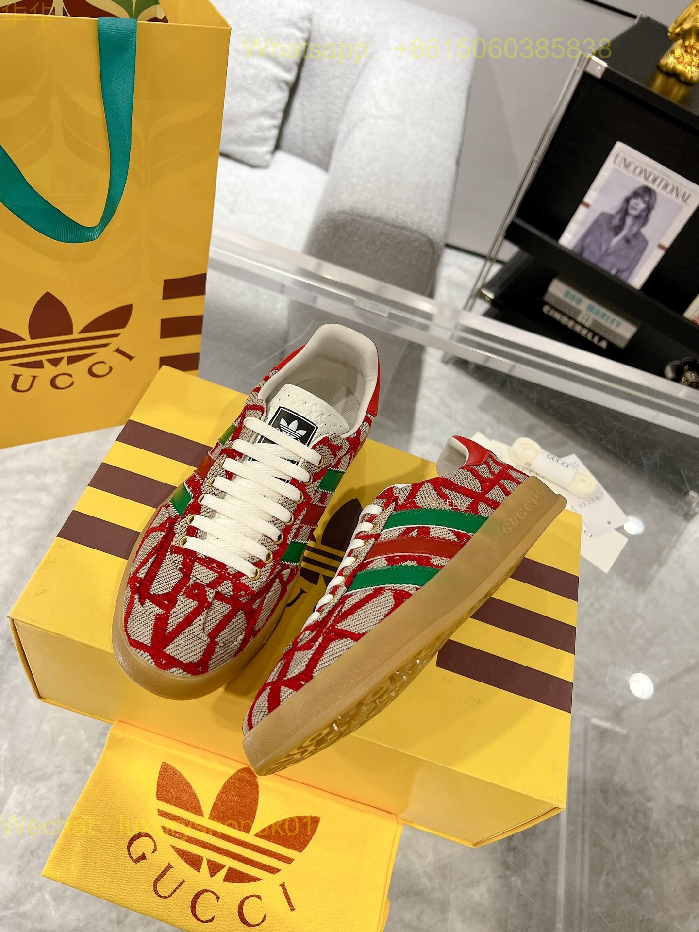 Adidas x Gucci Gazelle sneaker Mens Women Shoes