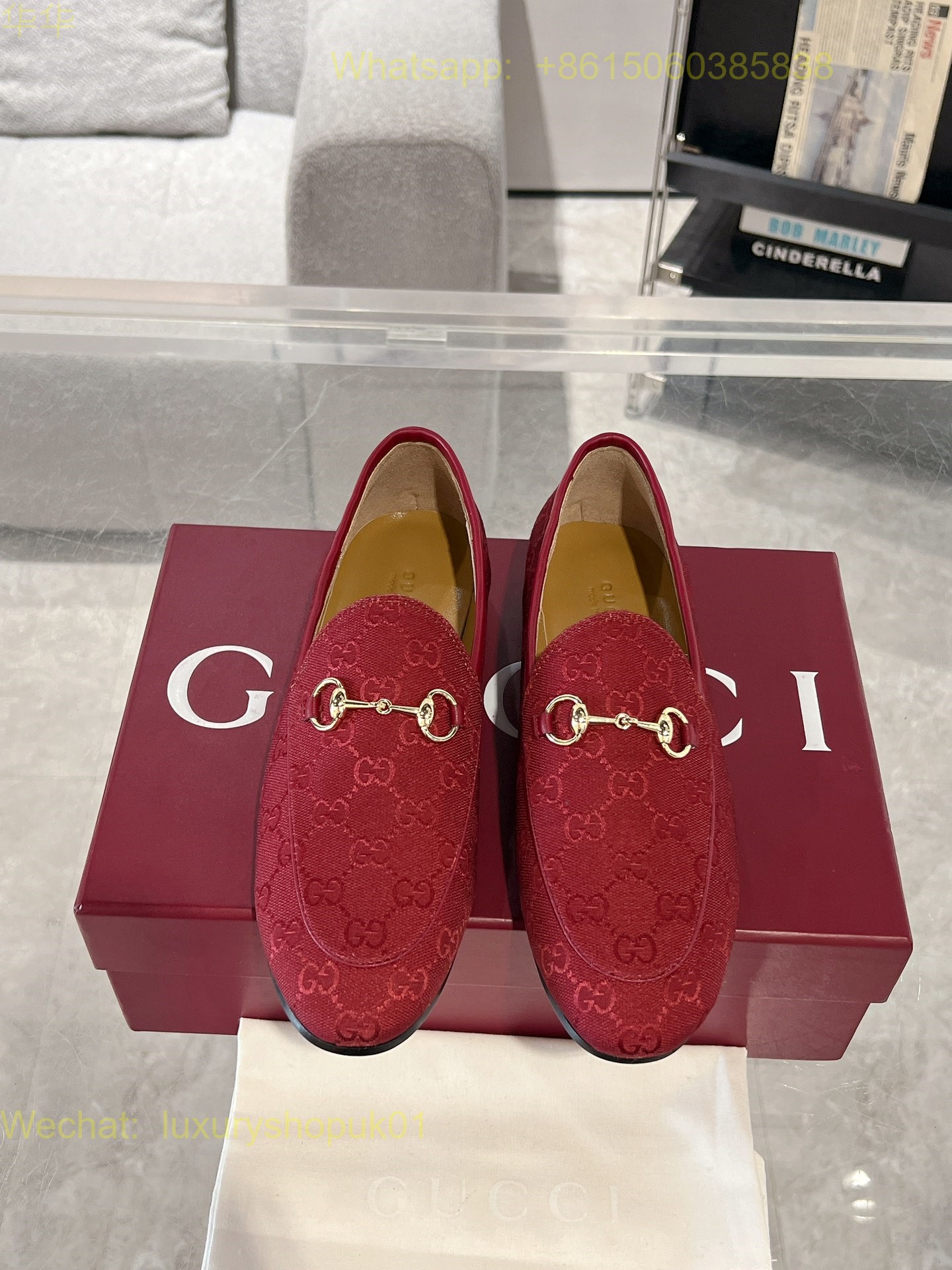 Gucci Jordaan Red Loafer Flat Women Shoes