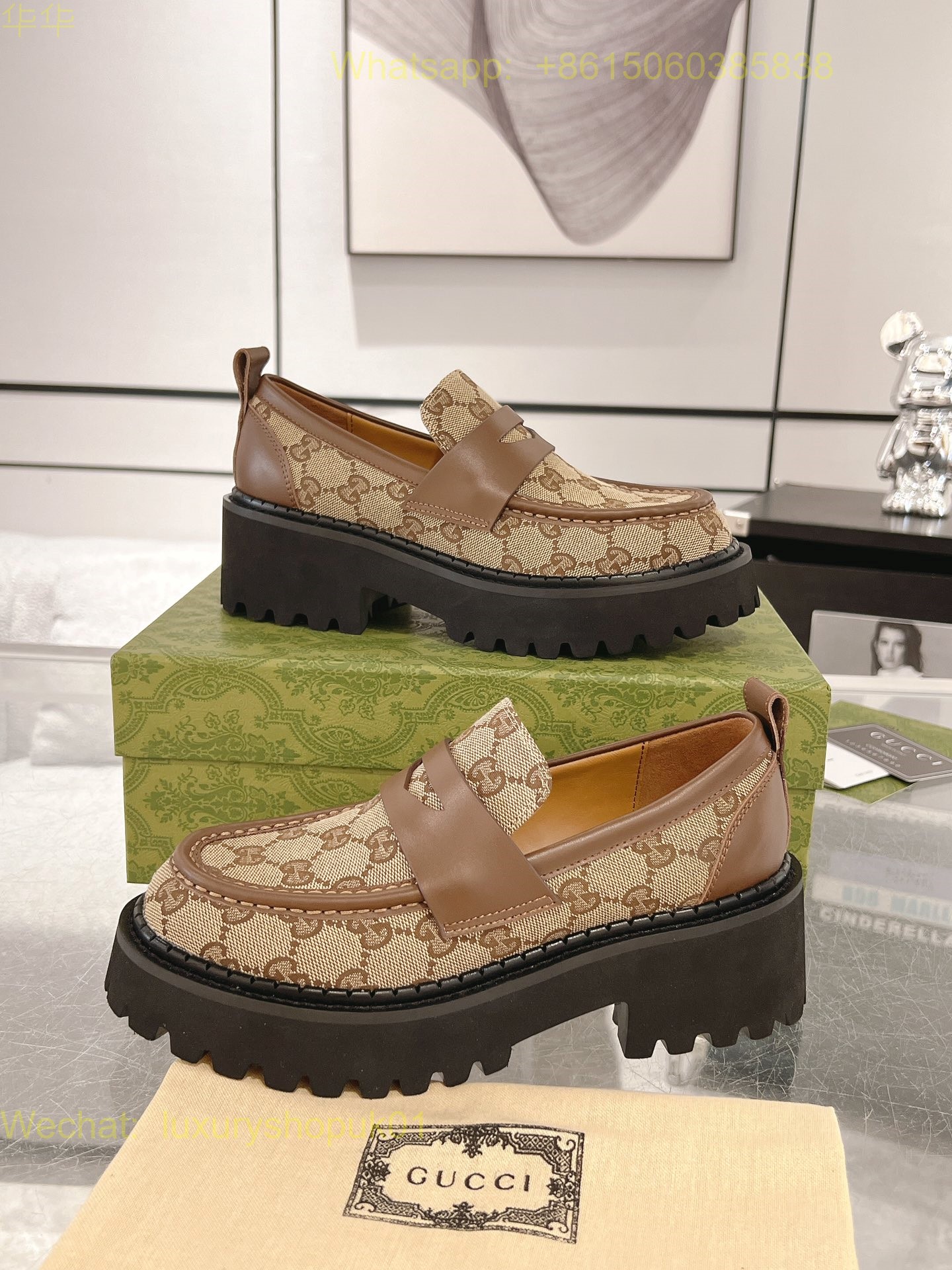 Gucci Horsebit-Detail Leather Slip-On Loafers Women Shoes