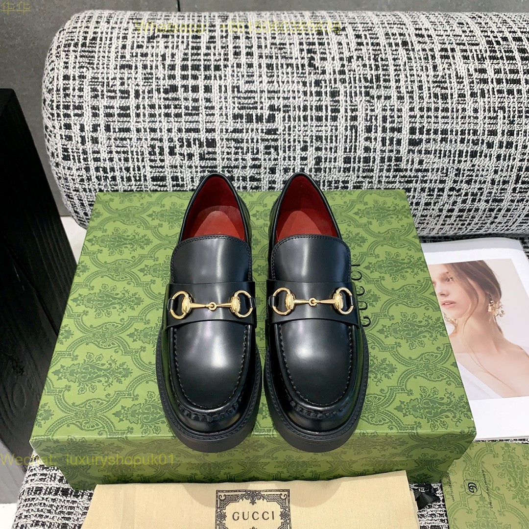 Gucci Horsebit-Detail Leather Slip-On Loafers Women Shoes