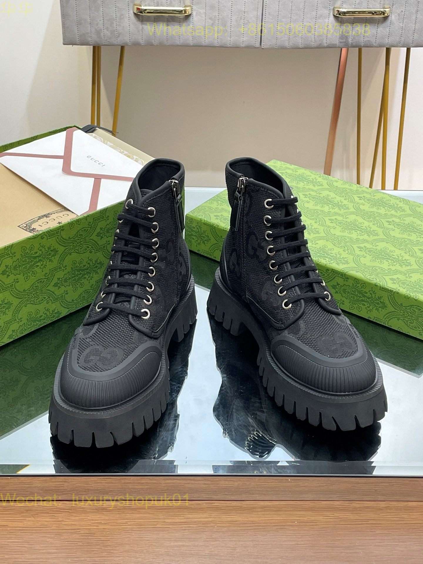 Gucci High top Sneaker Novo GG Jacquard Canvas Chunky Mens Women Shoes