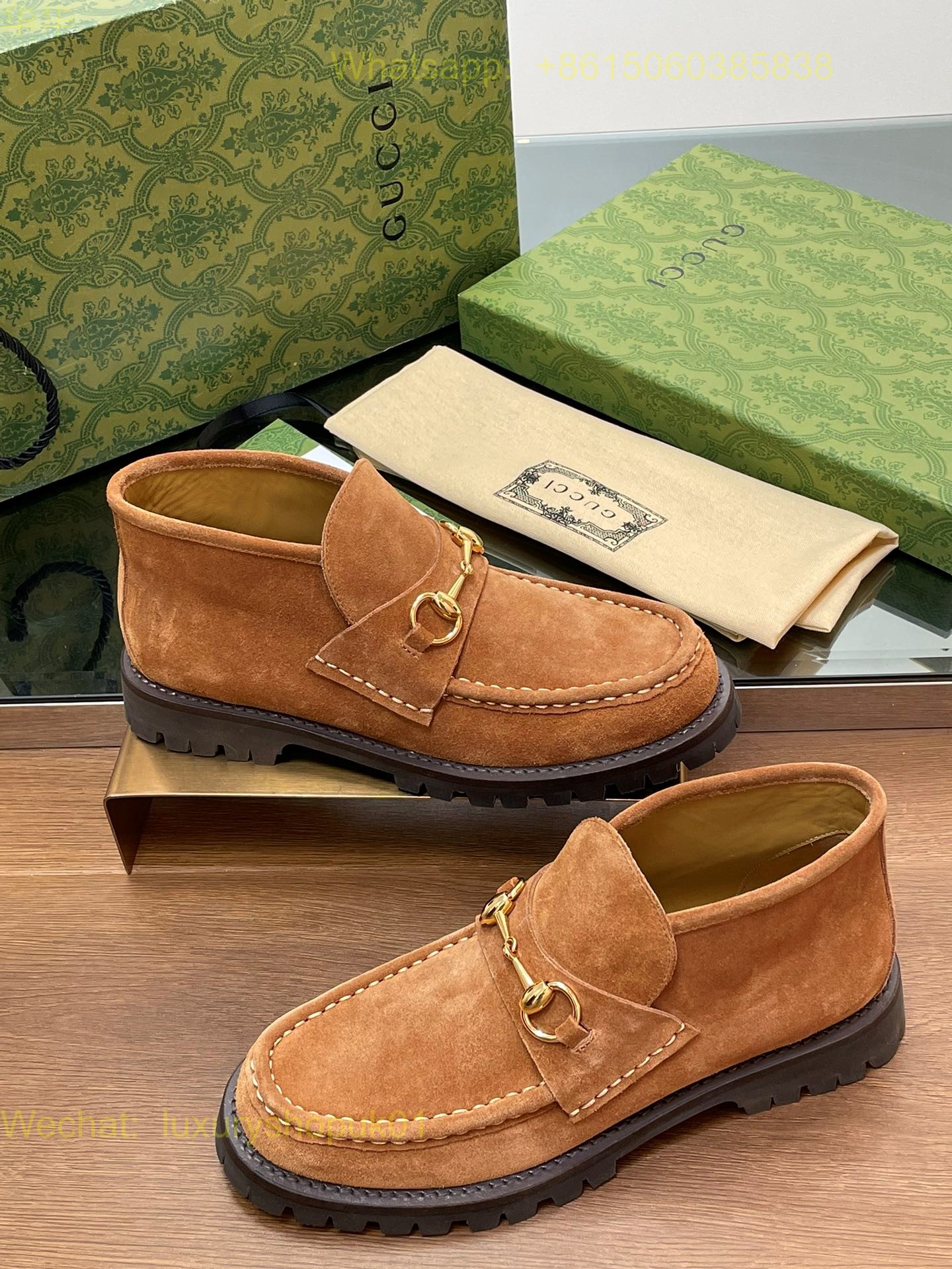 Gucci Suede Slip-On Loafers Women Shoes