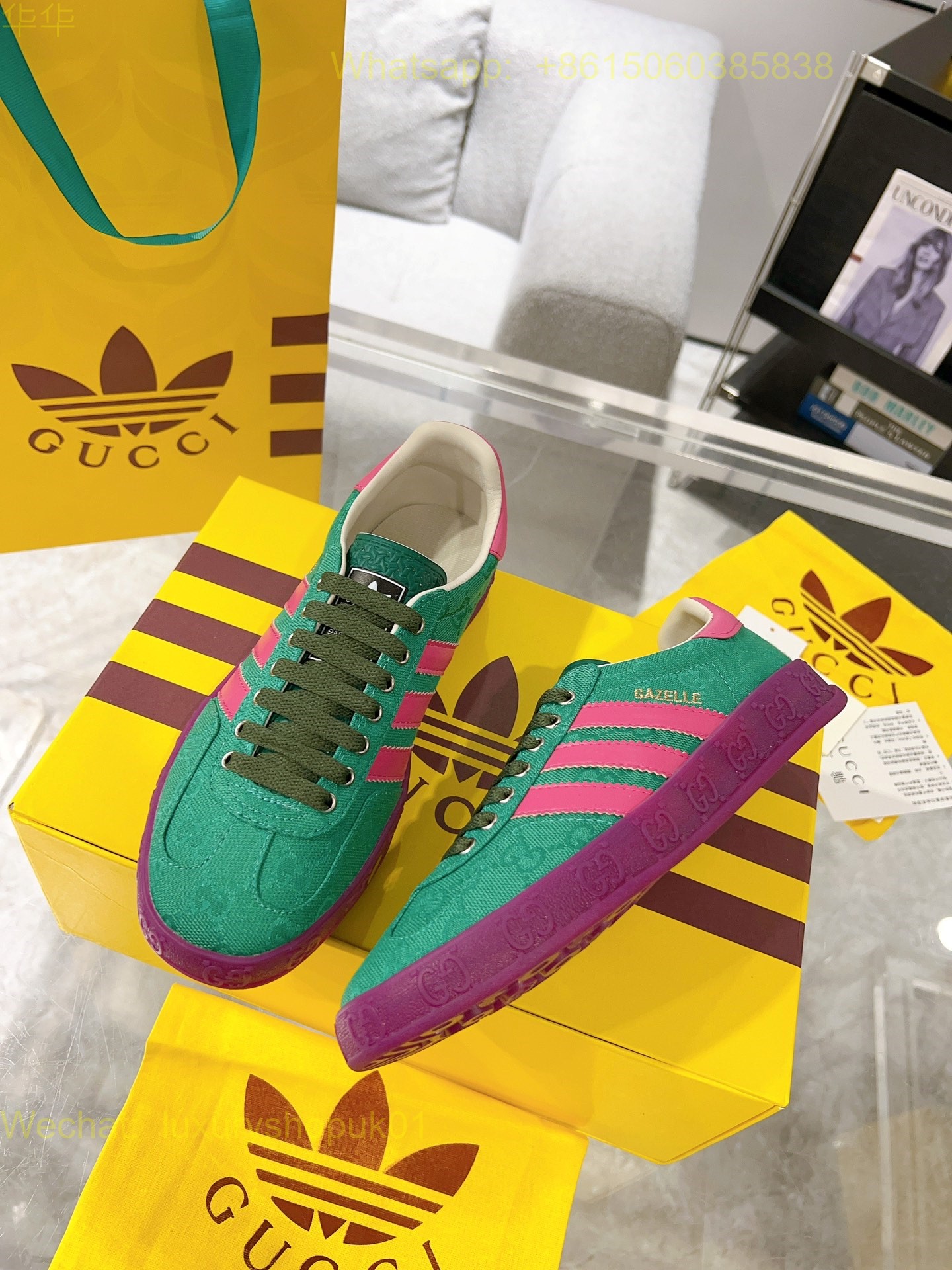 Adidas x Gucci Gazelle sneaker Mens Women Shoes