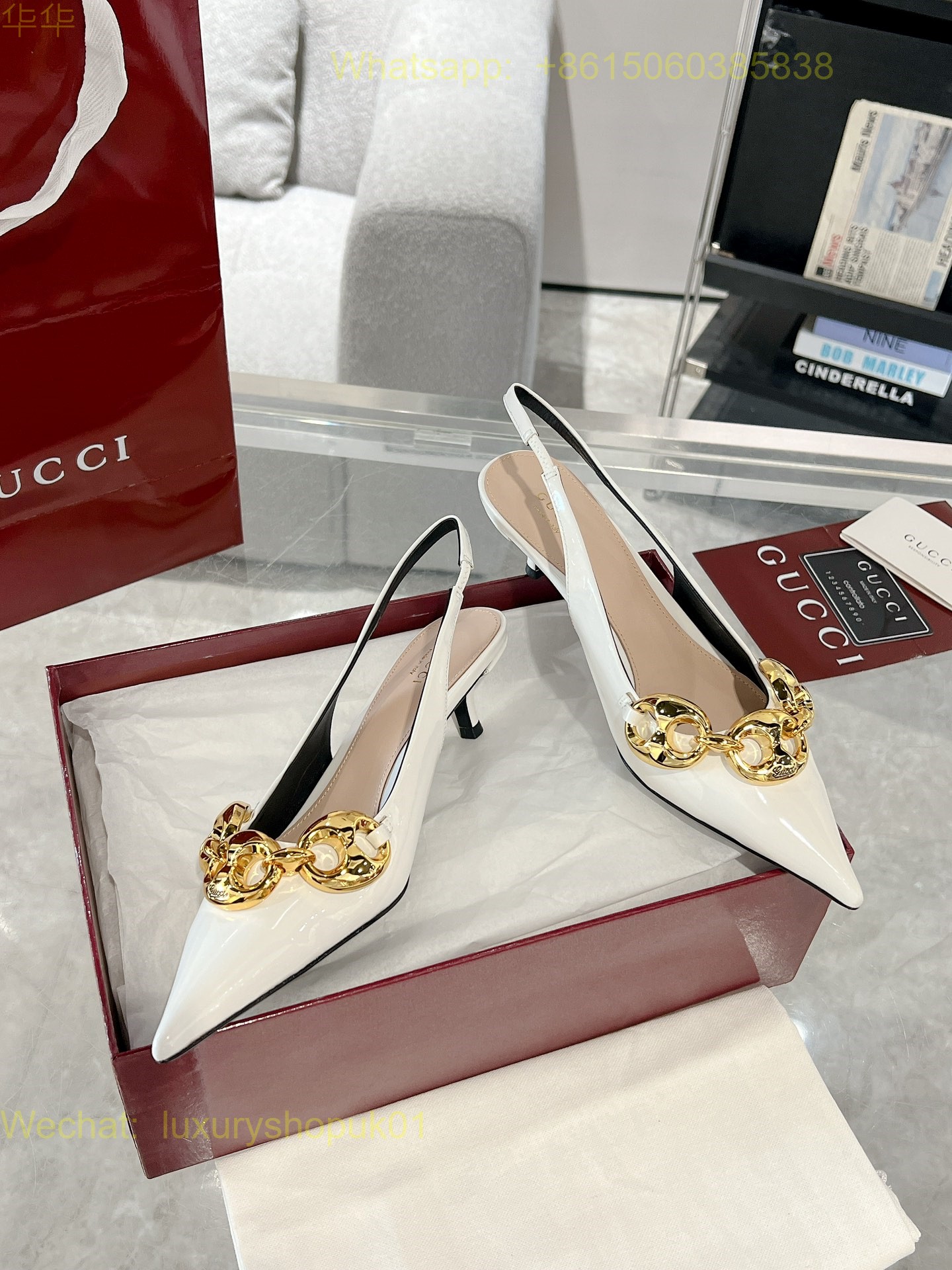 Gucci pointed toe Slingback Pumps High heels Women Shoes
