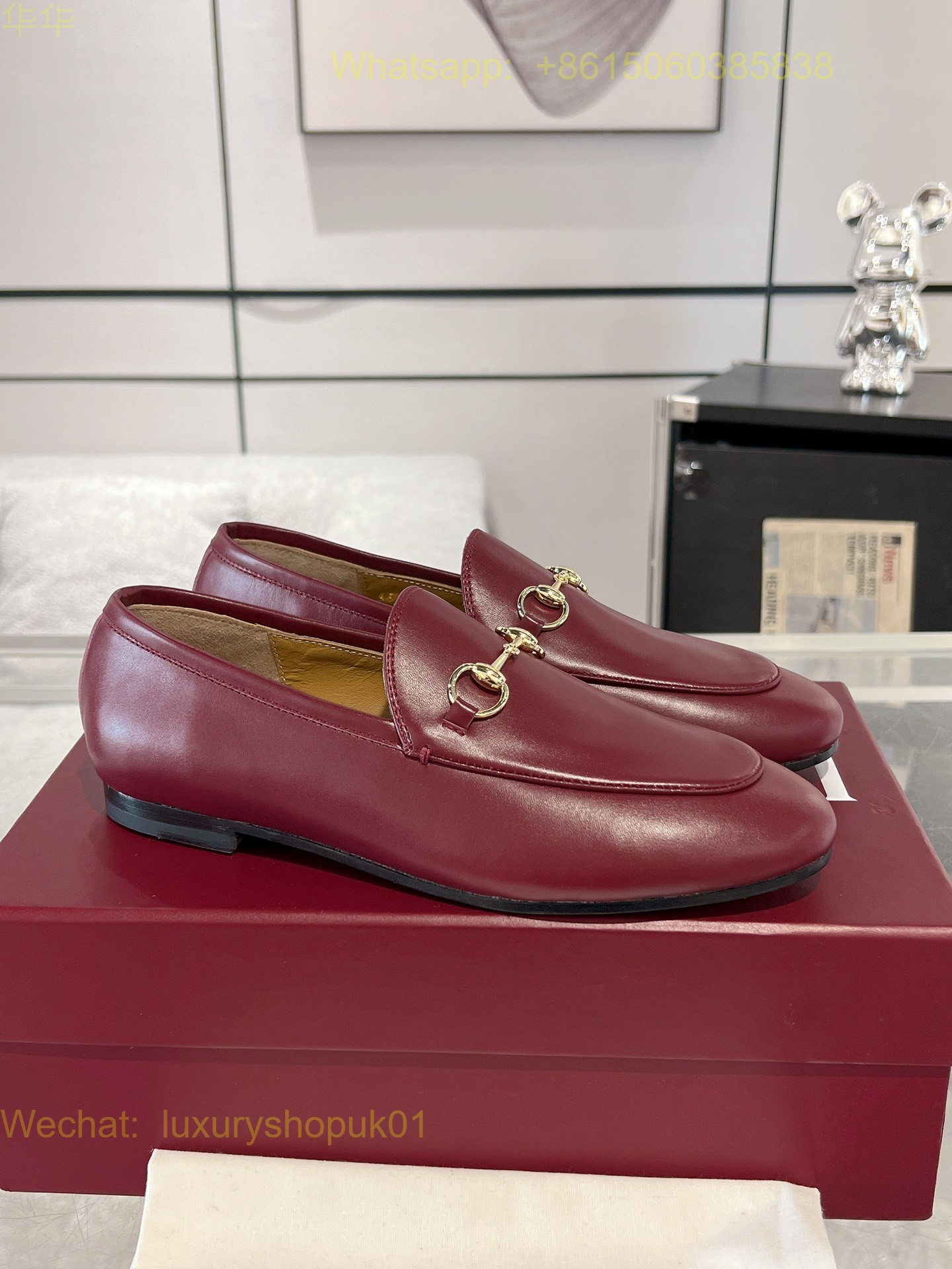 Gucci Jordaan Red Loafer Flat Women Shoes