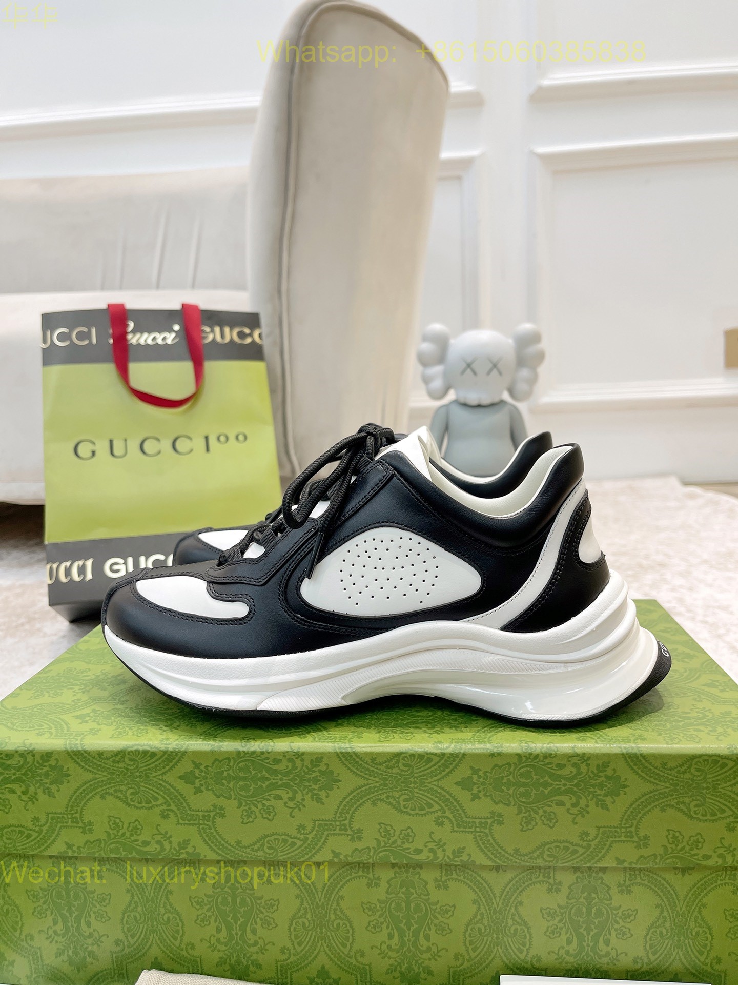 Gucci Rhyton Leather Sneaker Mens Women Shoes