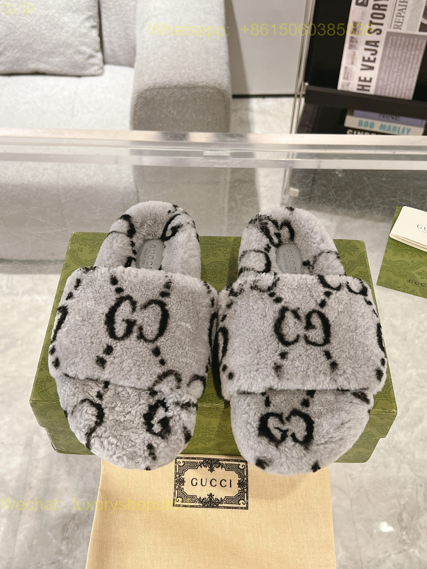 Gucci Shearling Fur Slides sandal Women Shoes