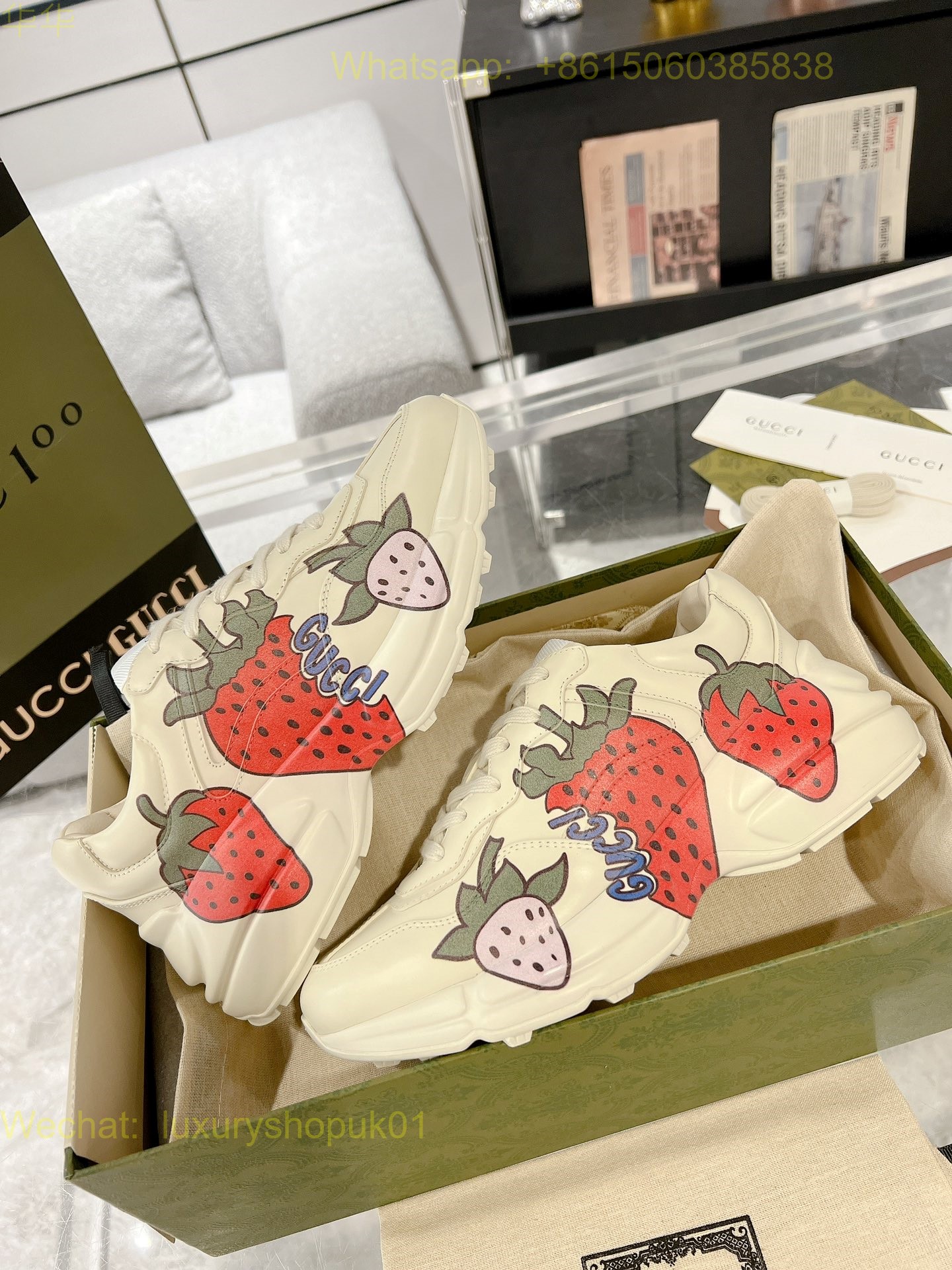 Gucci Rhyton Leather Vintage Sneaker Mens Women Shoes