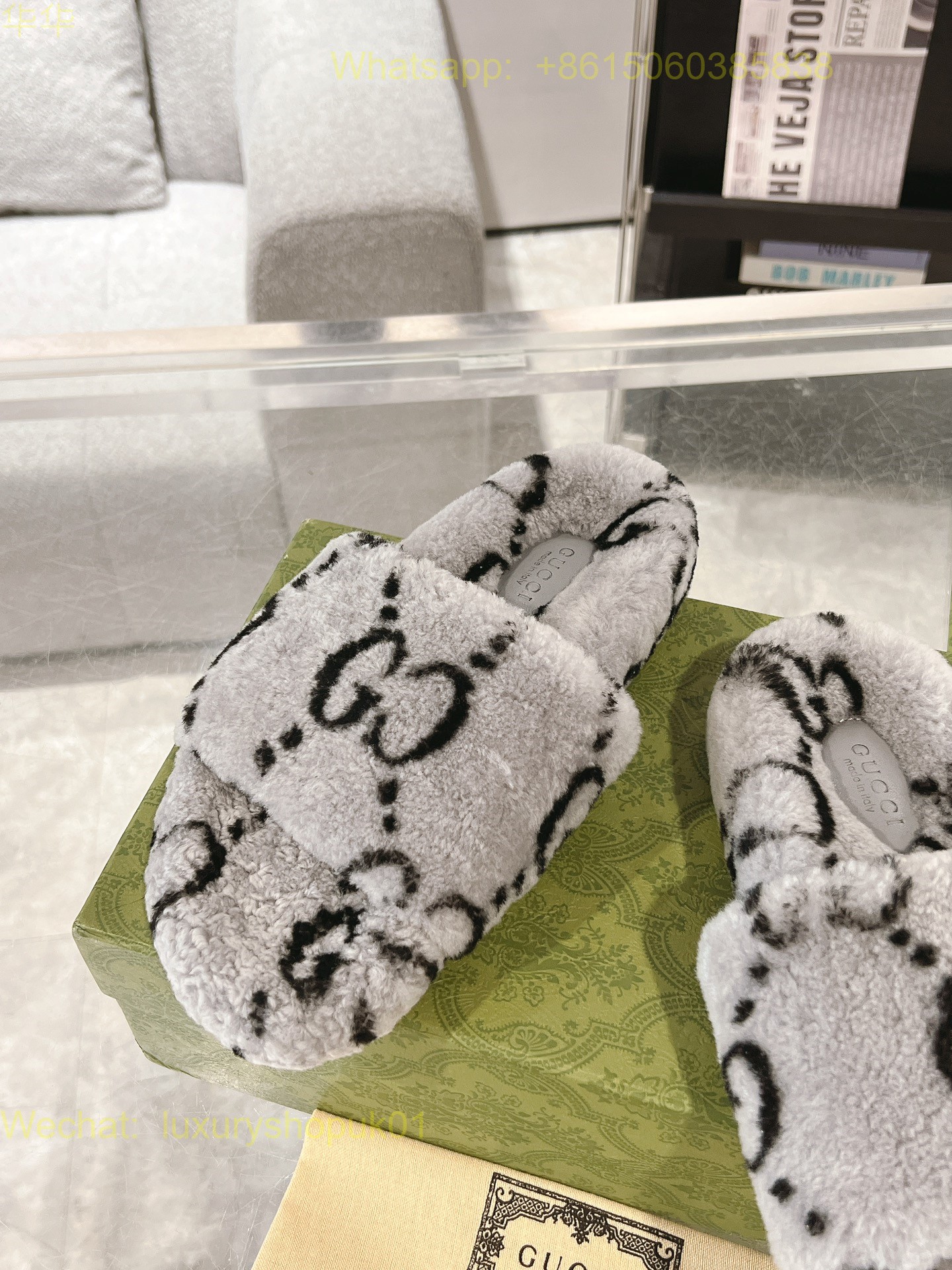 Gucci Shearling Fur Slides sandal Women Shoes