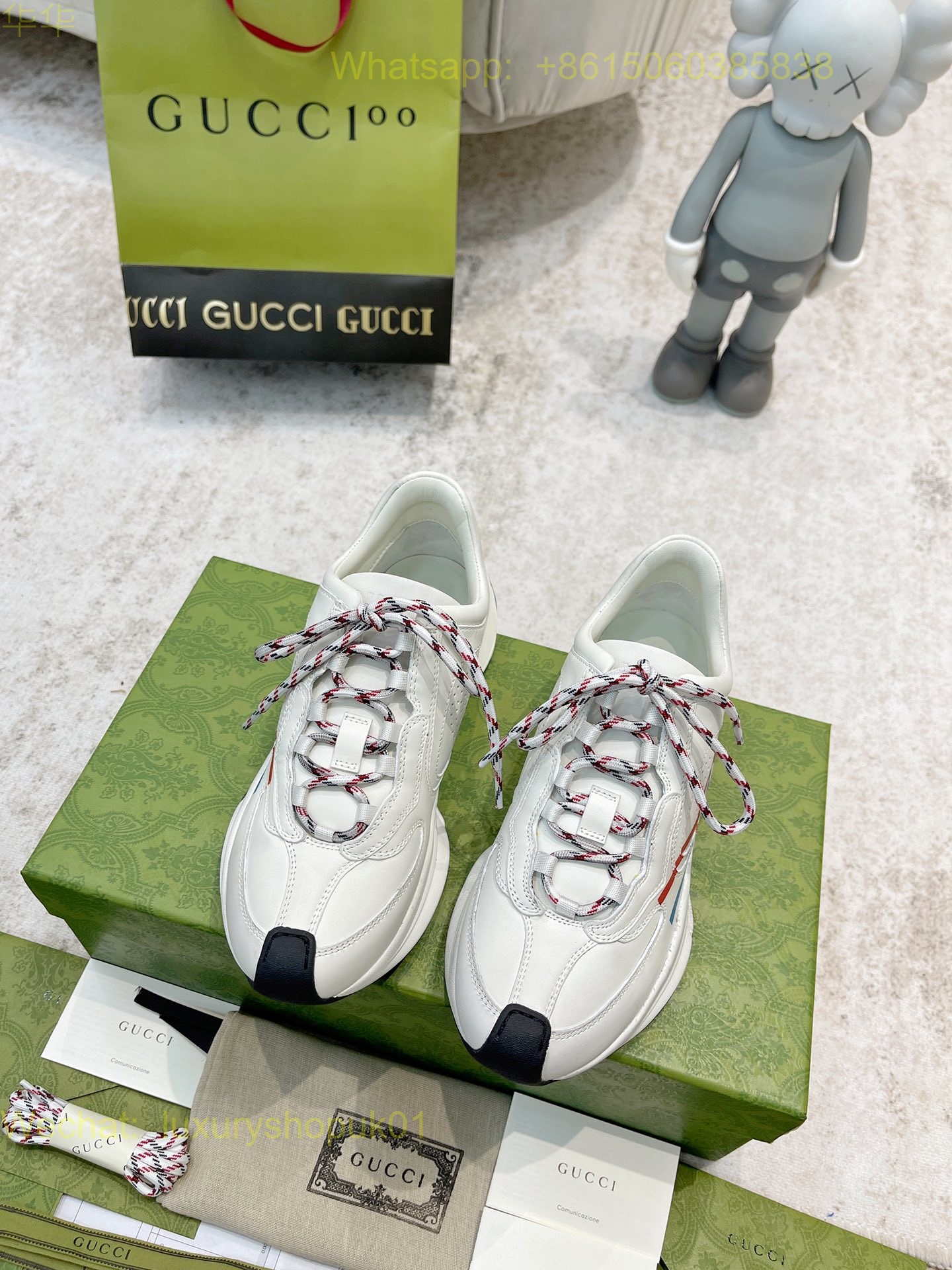 Gucci Rhyton Leather Sneaker Mens Women Shoes