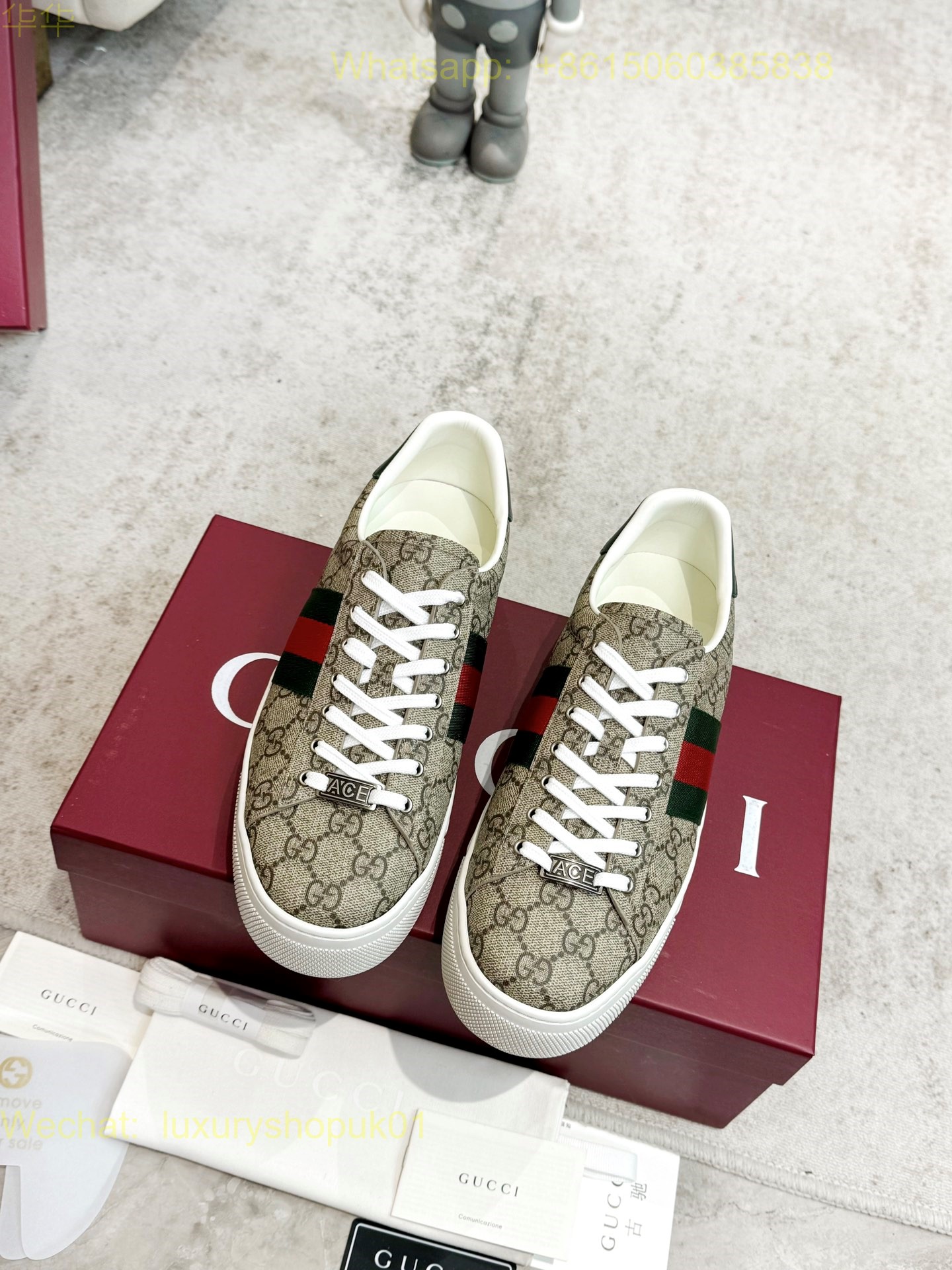 Gucci Ace GG Canvas Interlocking G sneakers Mens Women Shoes