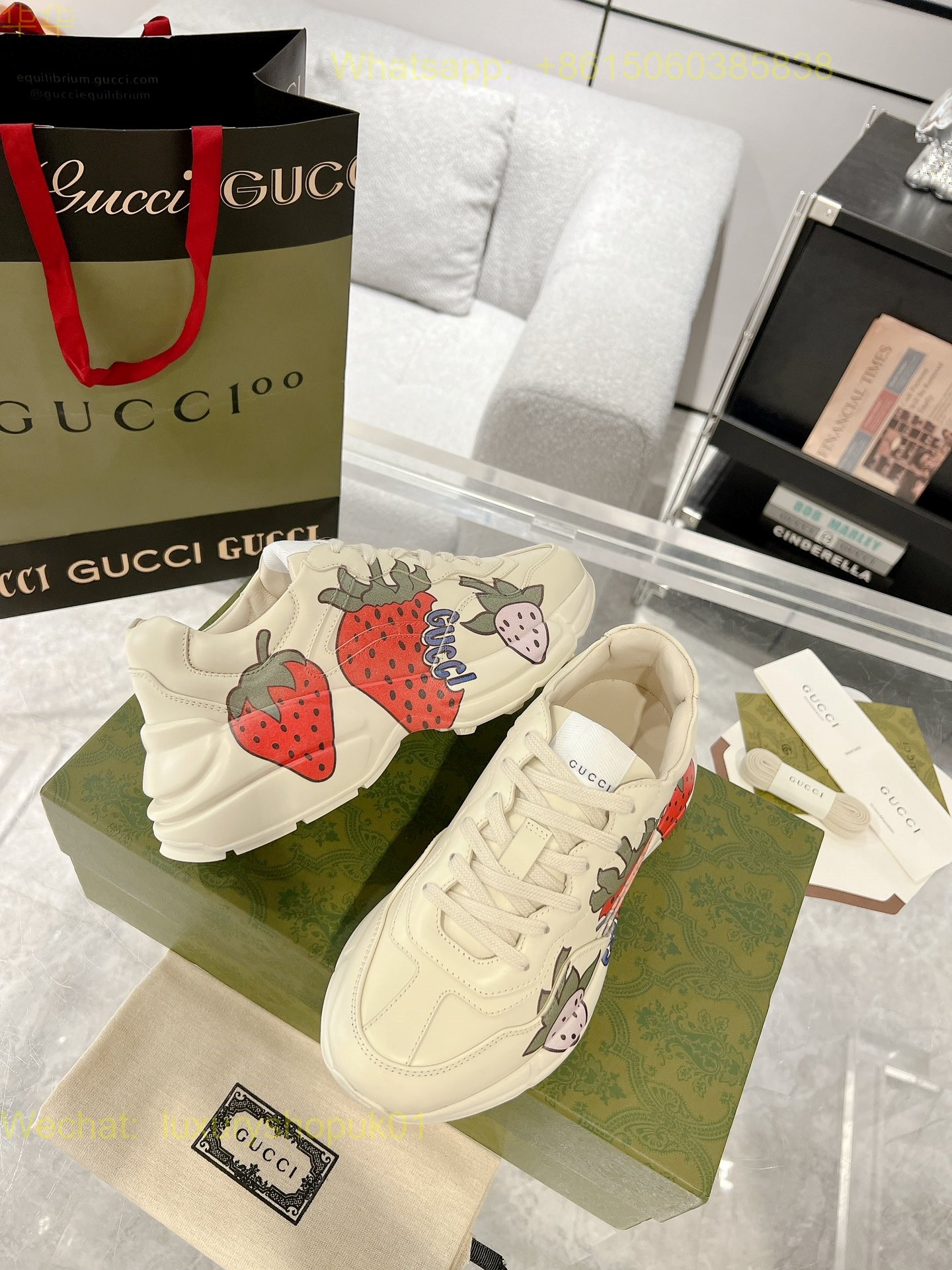 Gucci Rhyton Leather Vintage Sneaker Mens Women Shoes