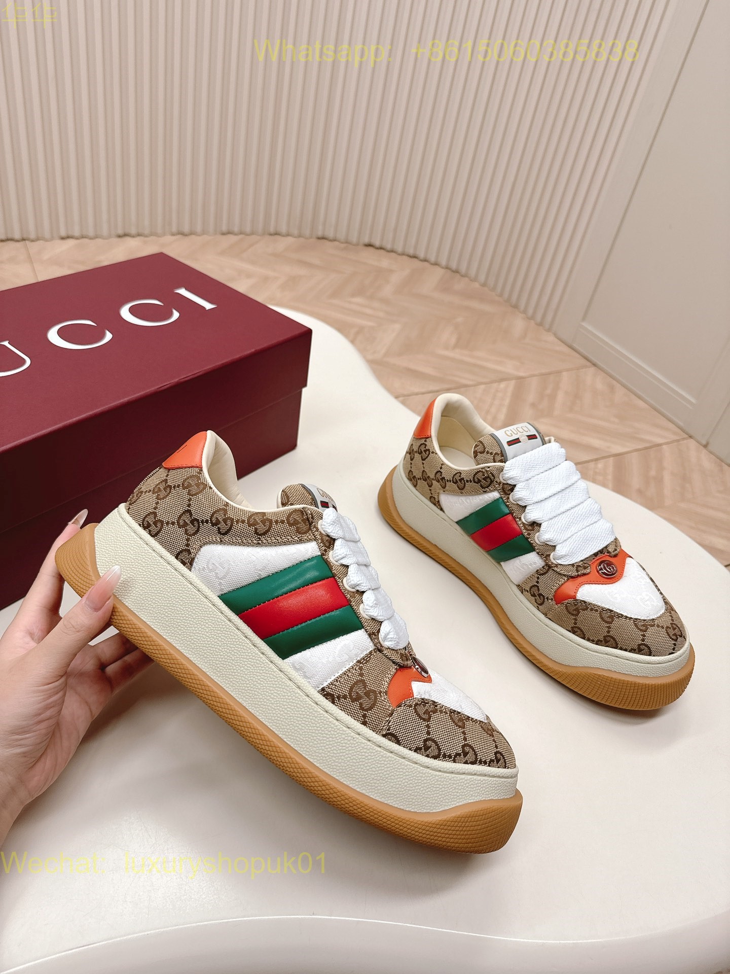 Gucci Fur shearling Sneaker Mens Women GG Shoes