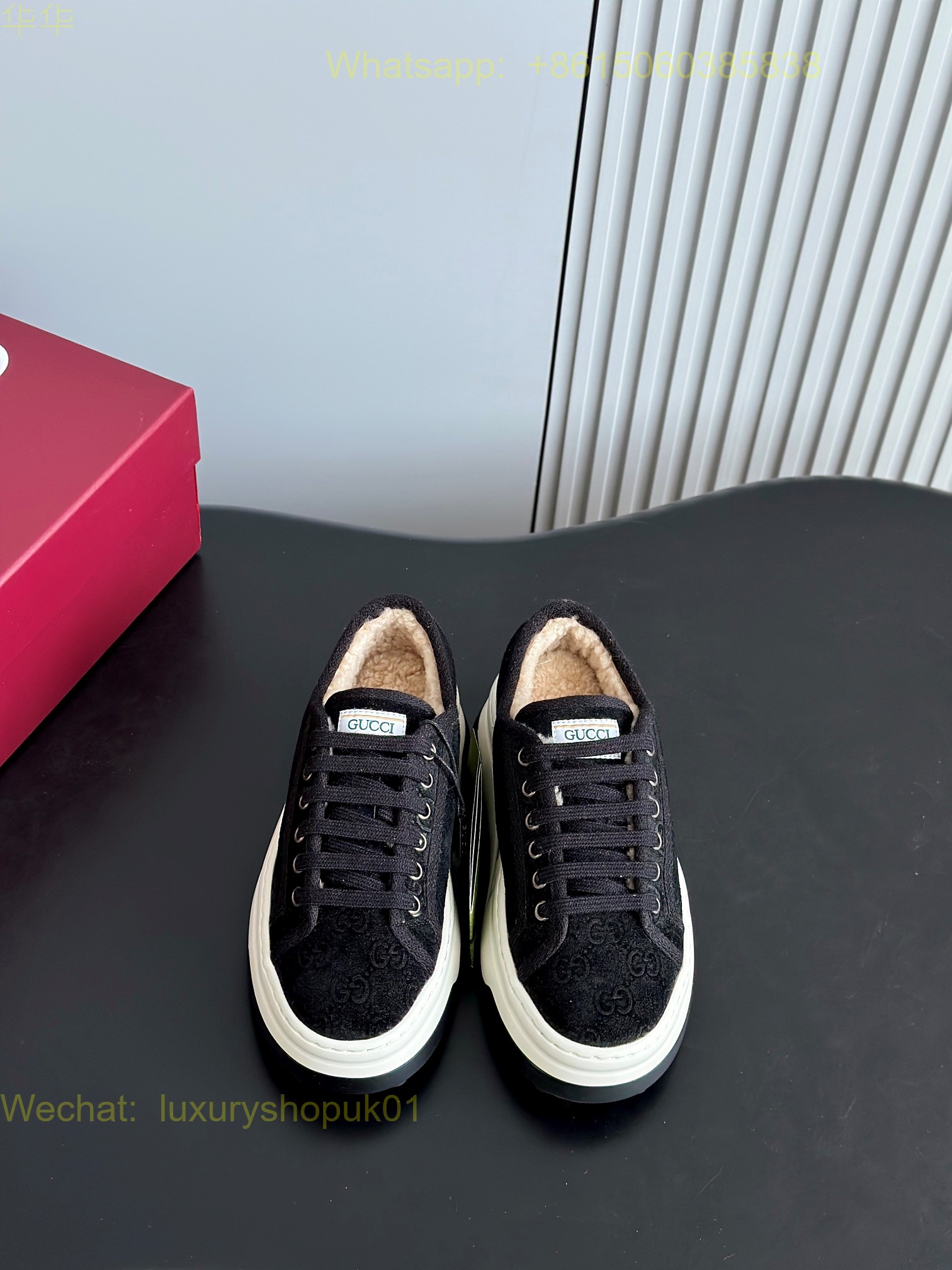 Gucci Fur shearling Sneaker Mens Women GG Shoes