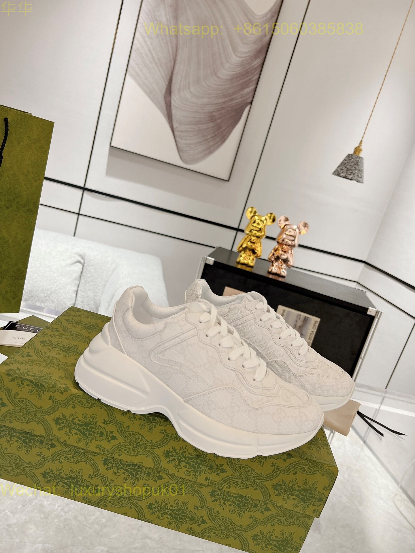 Gucci Rhyton Leather Vintage Sneaker Mens Women Shoes