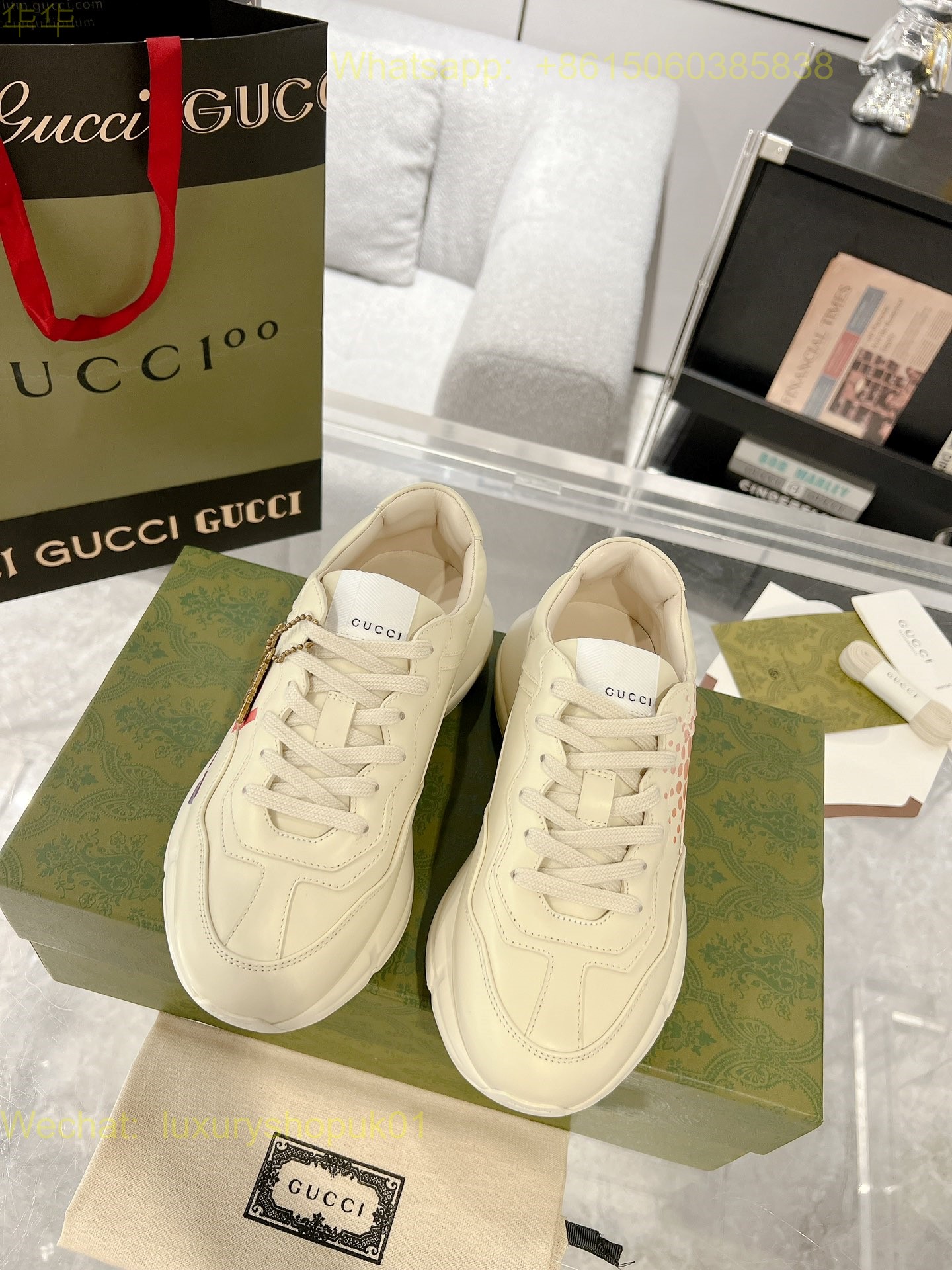 Gucci Rhyton Leather Vintage Sneaker Mens Women Shoes