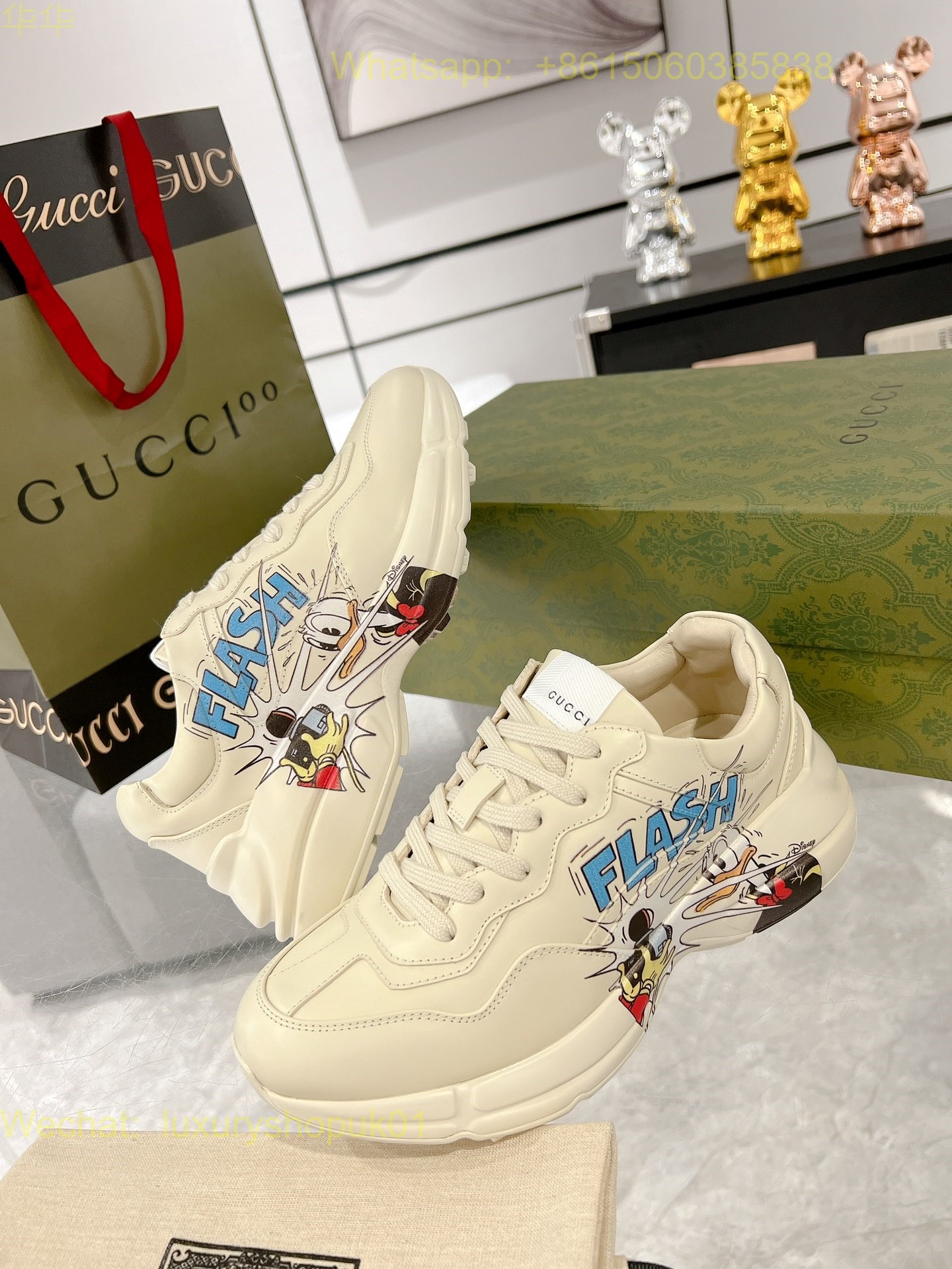 Gucci Rhyton Leather Vintage Sneaker Mens Women Shoes