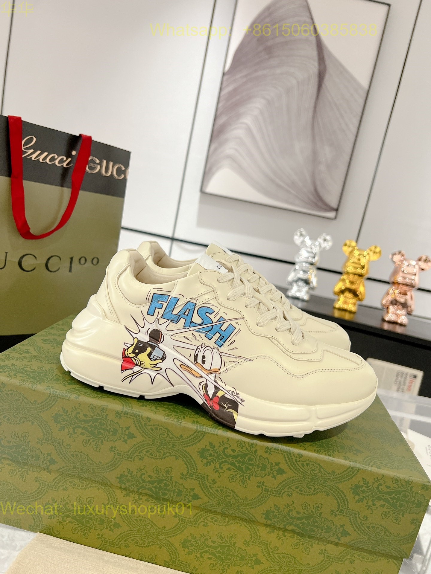Gucci Rhyton Leather Vintage Sneaker Mens Women Shoes