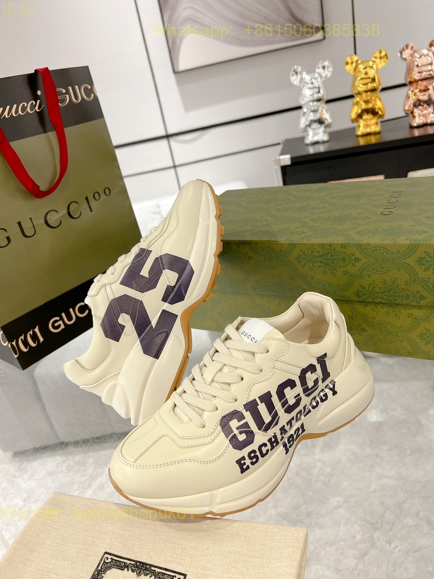 Gucci Rhyton Leather Vintage Sneaker Mens Women Shoes