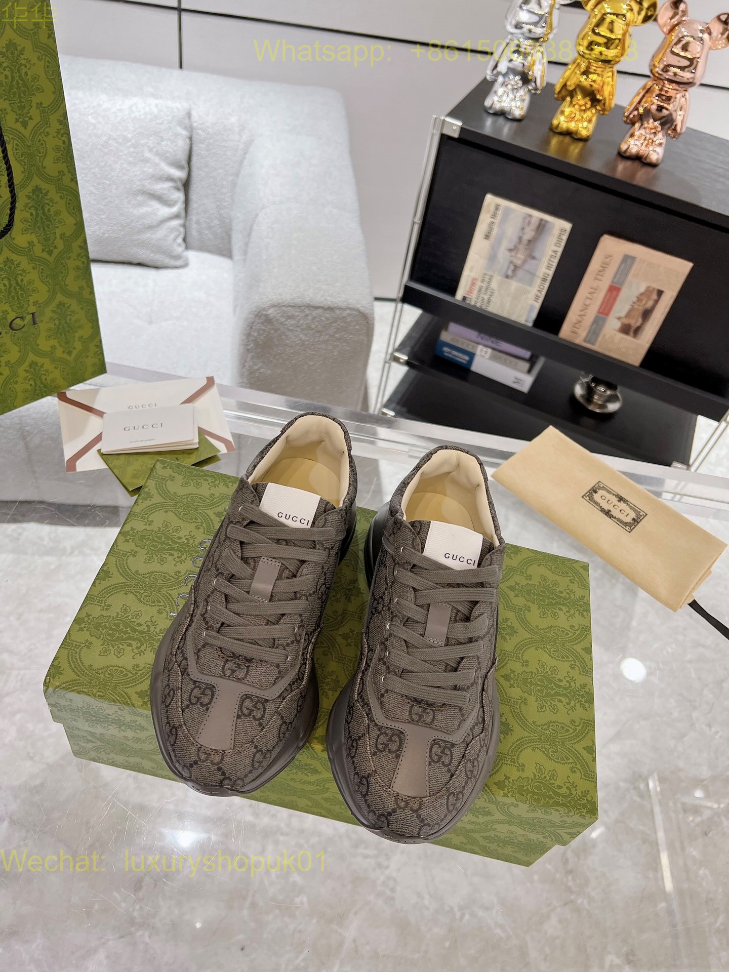 Gucci Rhyton Leather Vintage Sneaker Mens Women Shoes