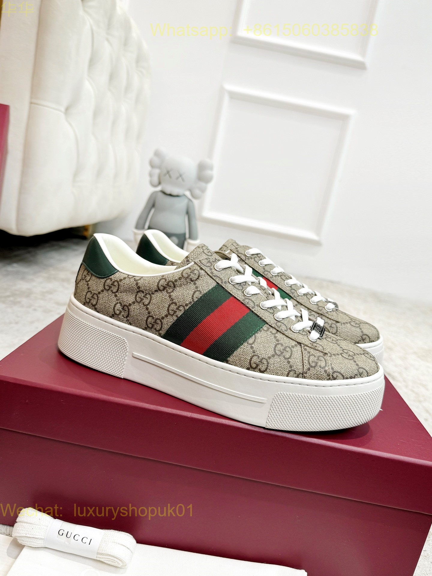 Gucci Ace GG Canvas Interlocking G sneakers Mens Women Shoes