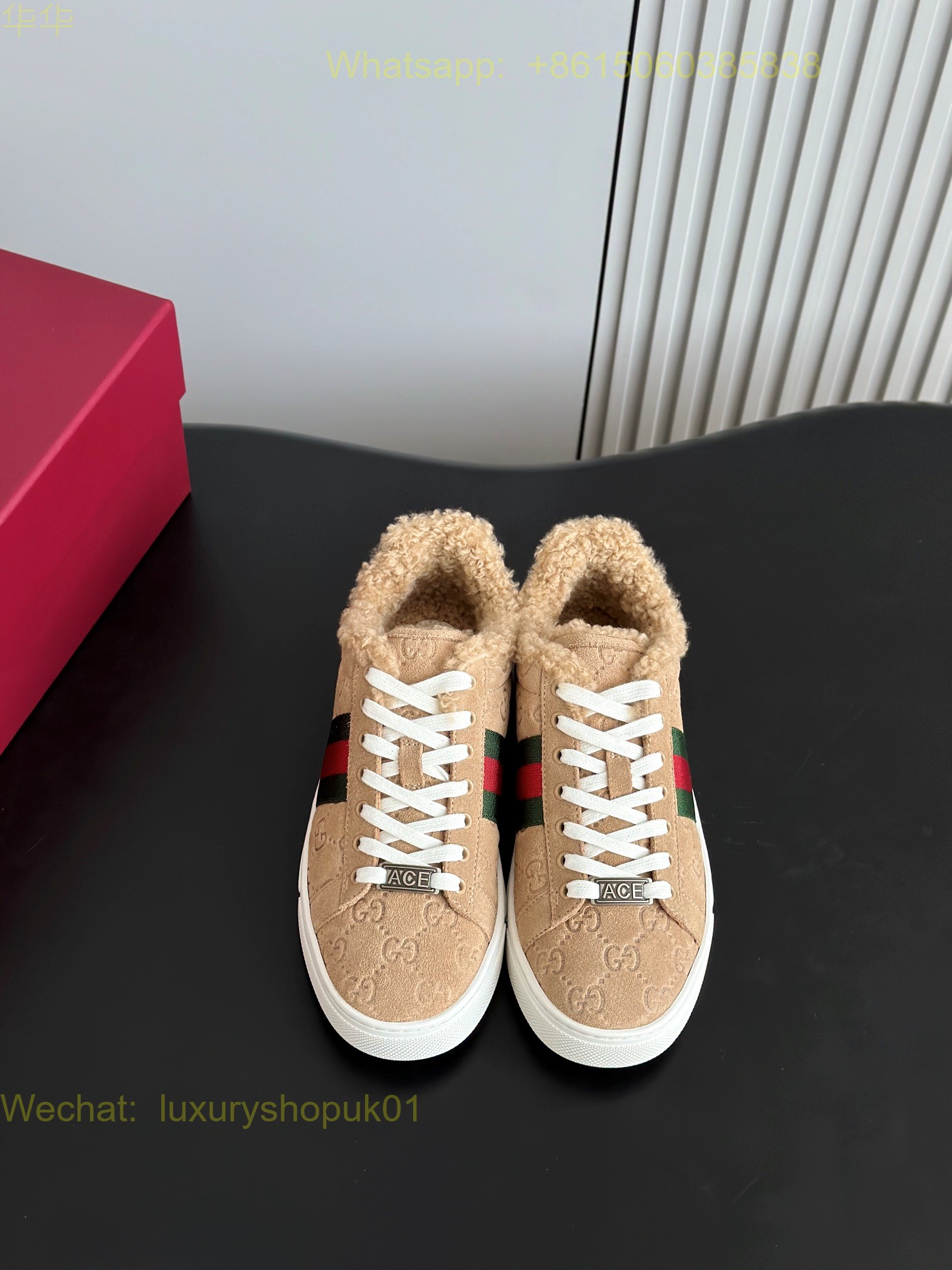 Gucci Fur shearling Sneaker Mens Women GG Shoes