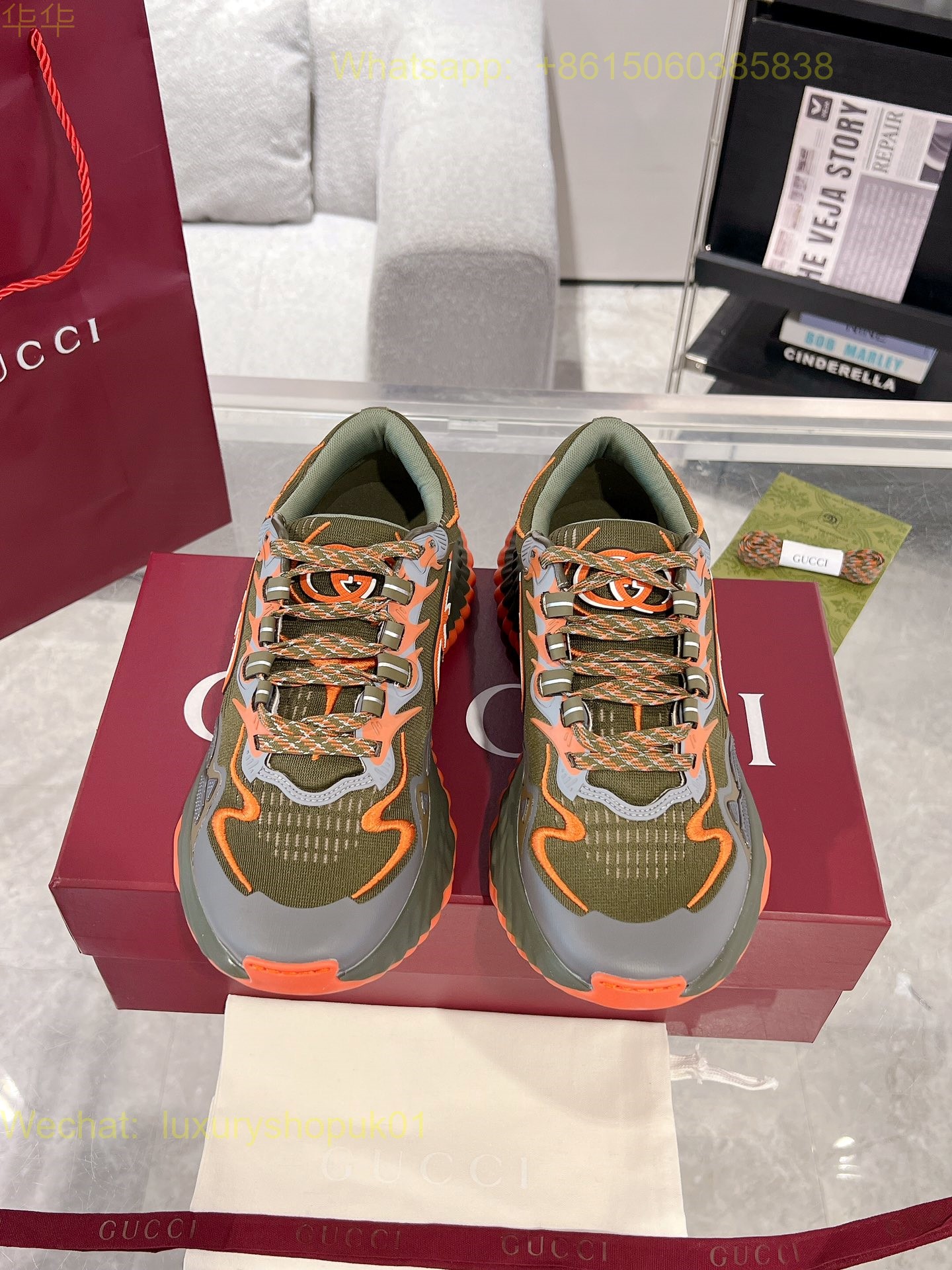 Gucci Ripple sneaker leather Mens Women Shoes