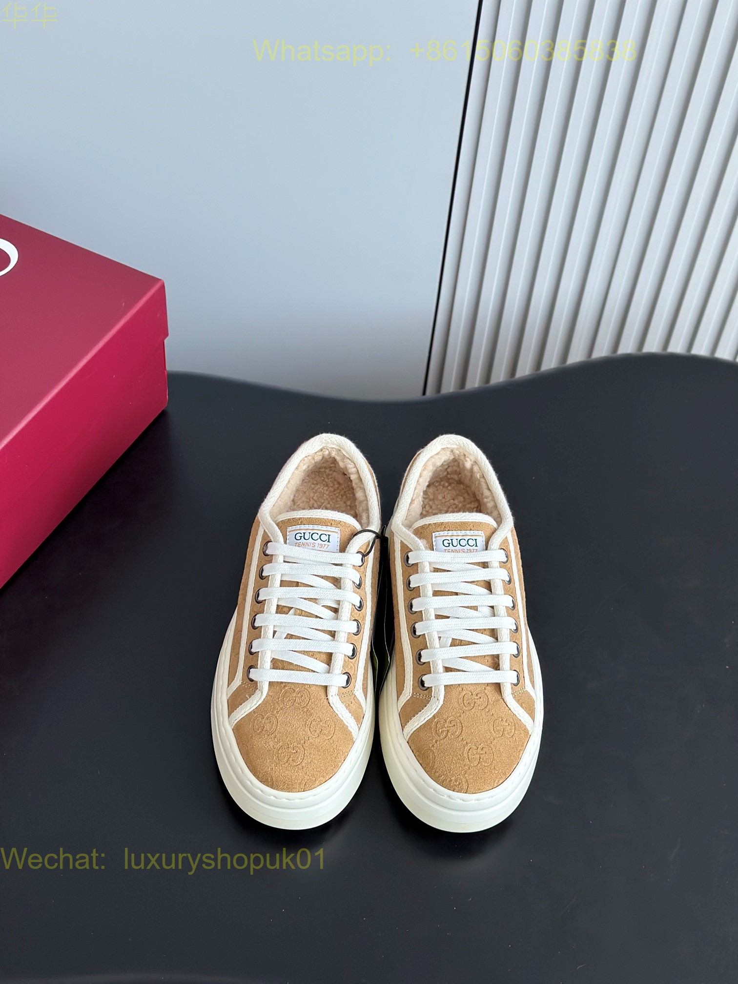 Gucci Fur shearling Sneaker Mens Women GG Shoes