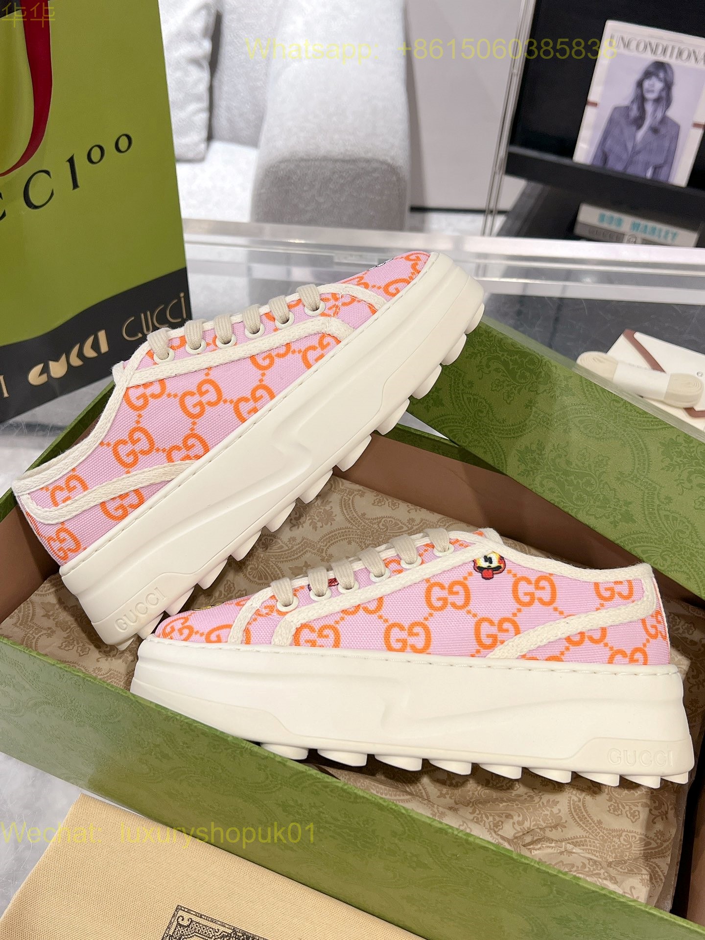 Gucci Leather Vintage Sneaker Women Shoes