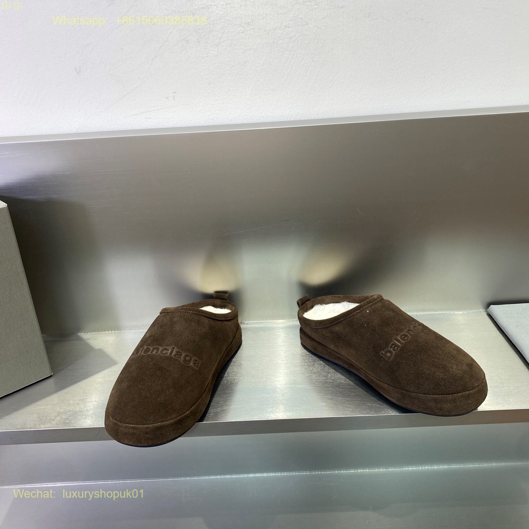 Balenciaga Faux Shearling Slipper Fur Mule Slip on Women Shoes