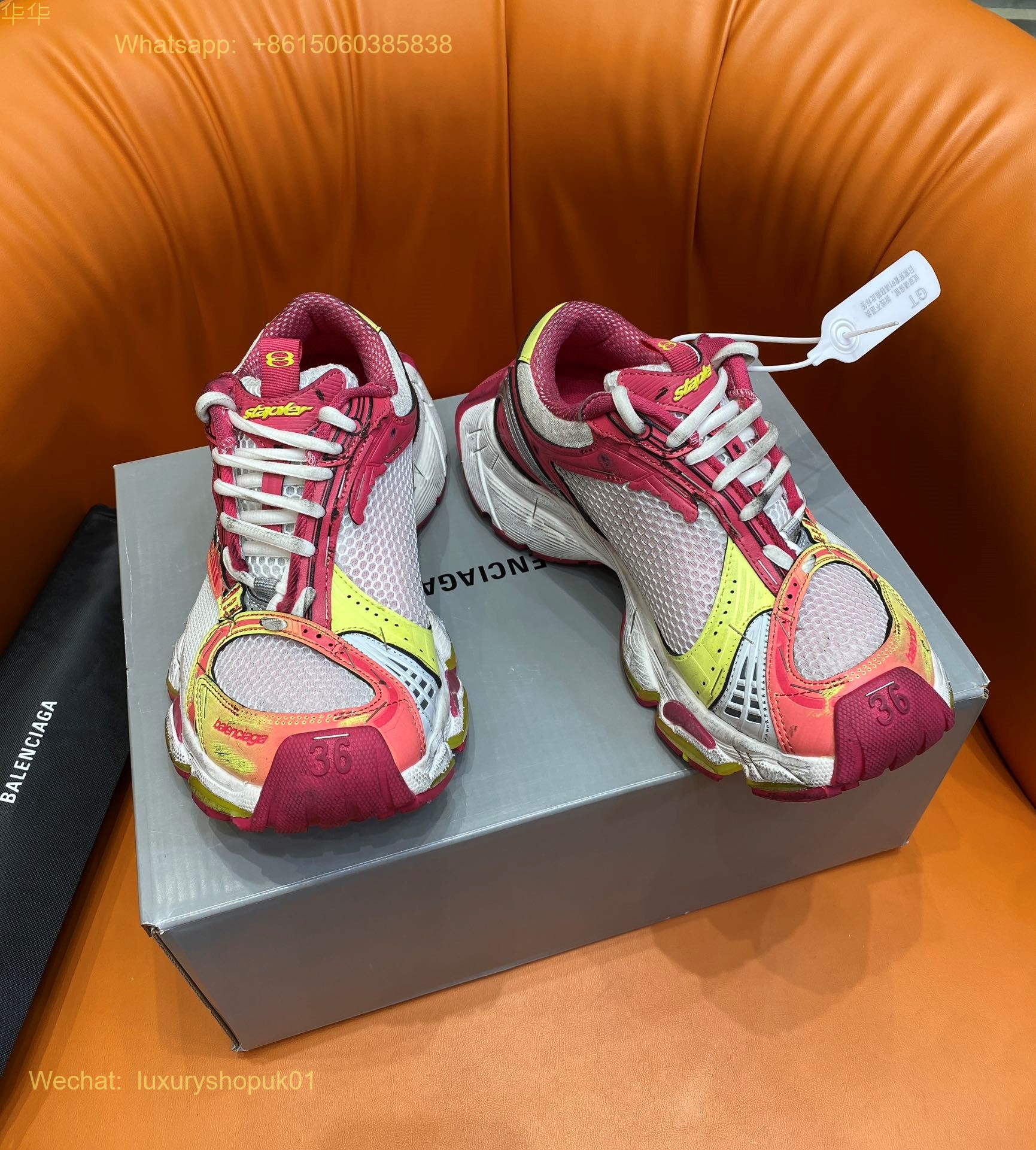 BALENCIAGA Stapler Distressed Mesh Rubber Sneakers Mens Women Shoes