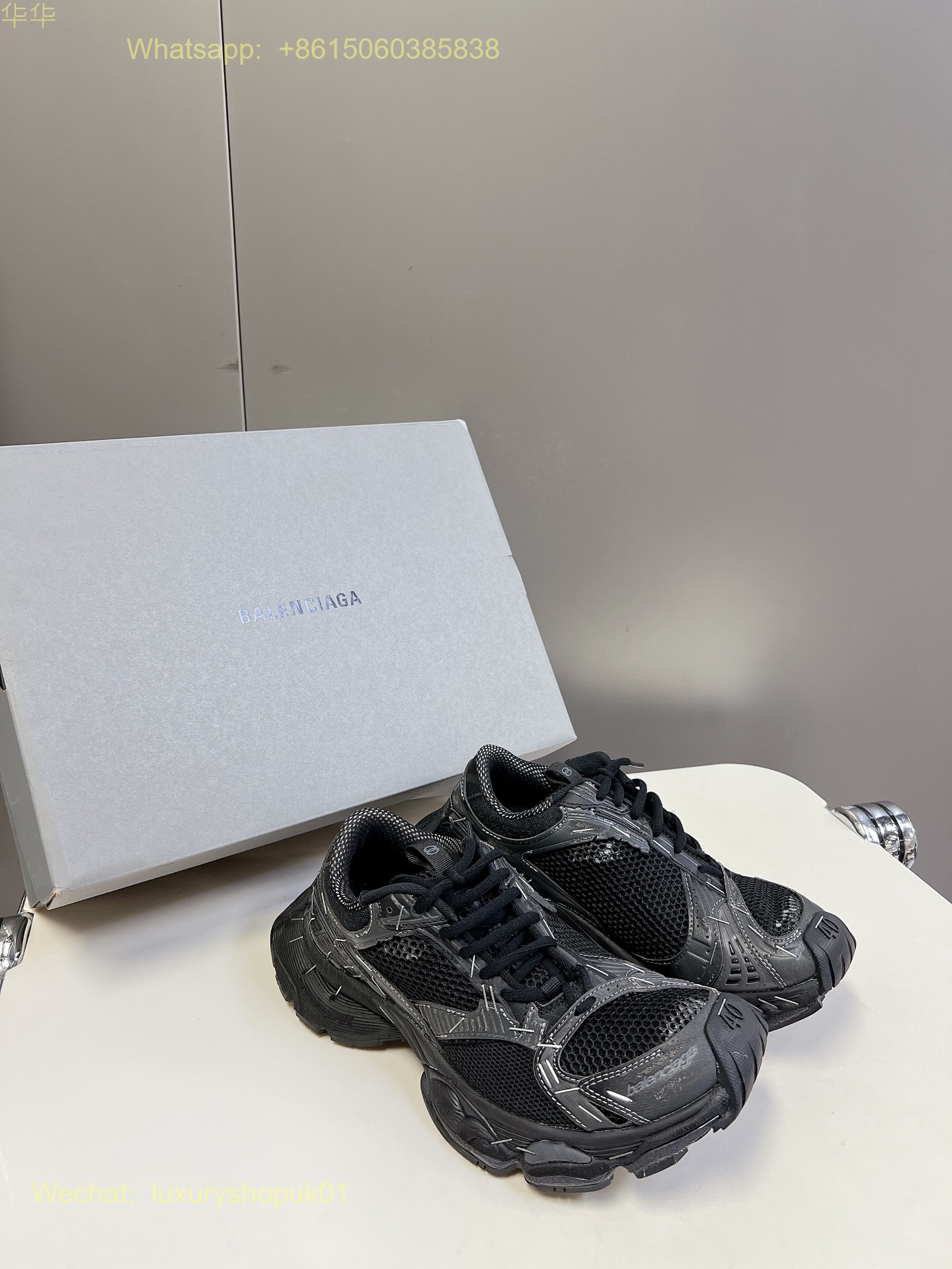 BALENCIAGA Stapler Distressed Mesh Rubber Sneakers Mens Women Shoes