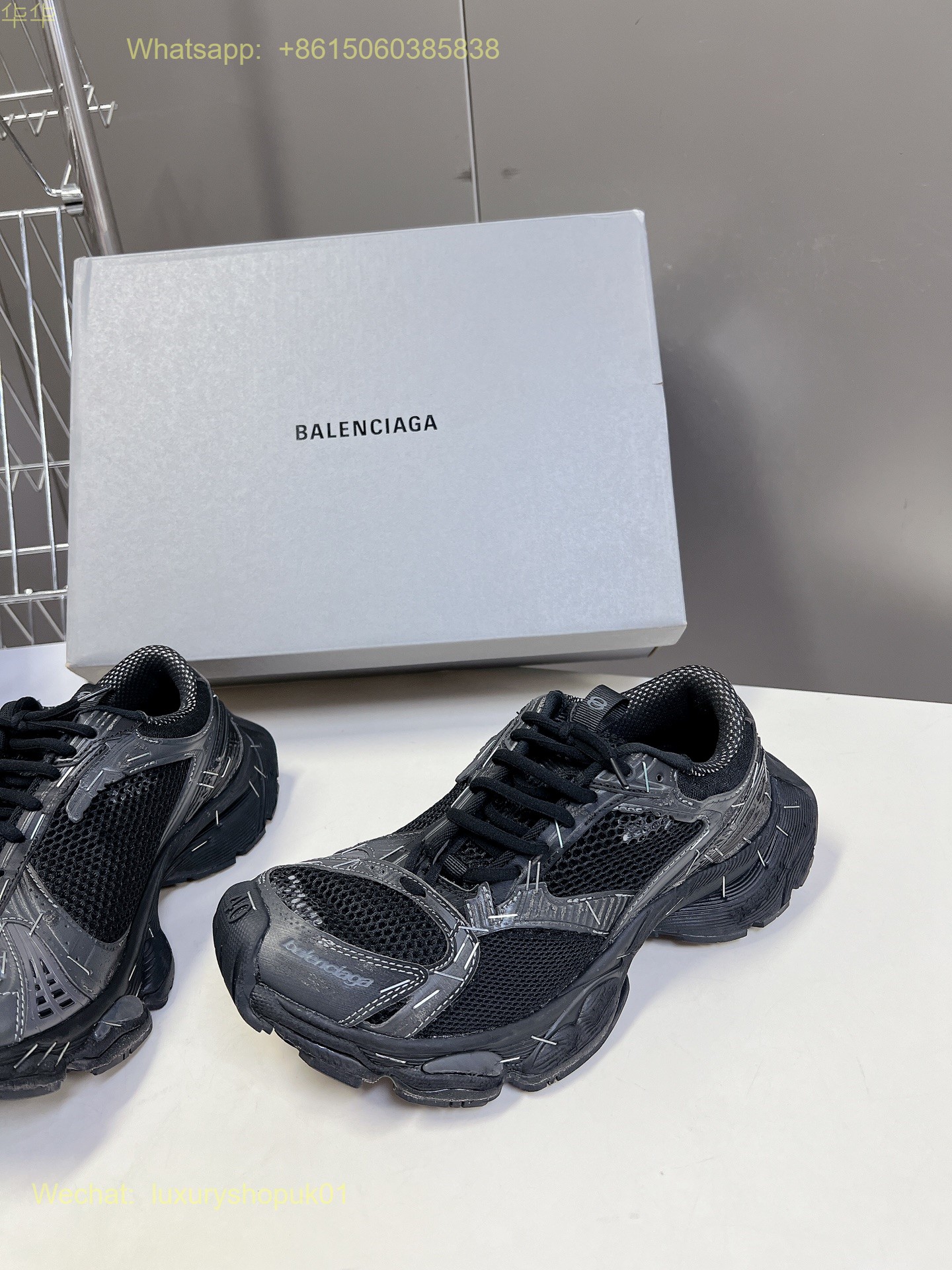 BALENCIAGA Stapler Distressed Mesh Rubber Sneakers Mens Women Shoes