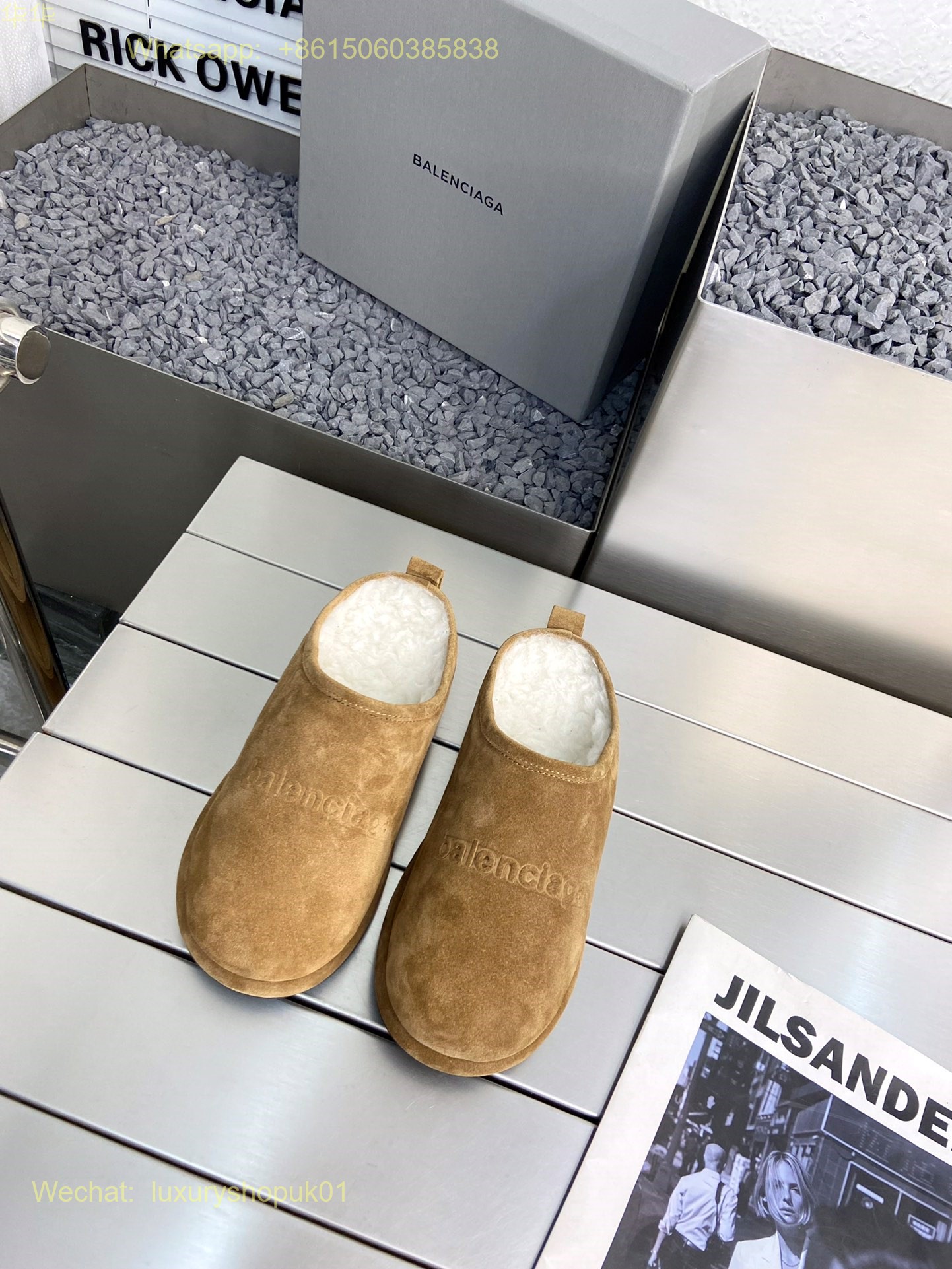 Balenciaga Faux Shearling Slipper Fur Mule Slip on Women Shoes