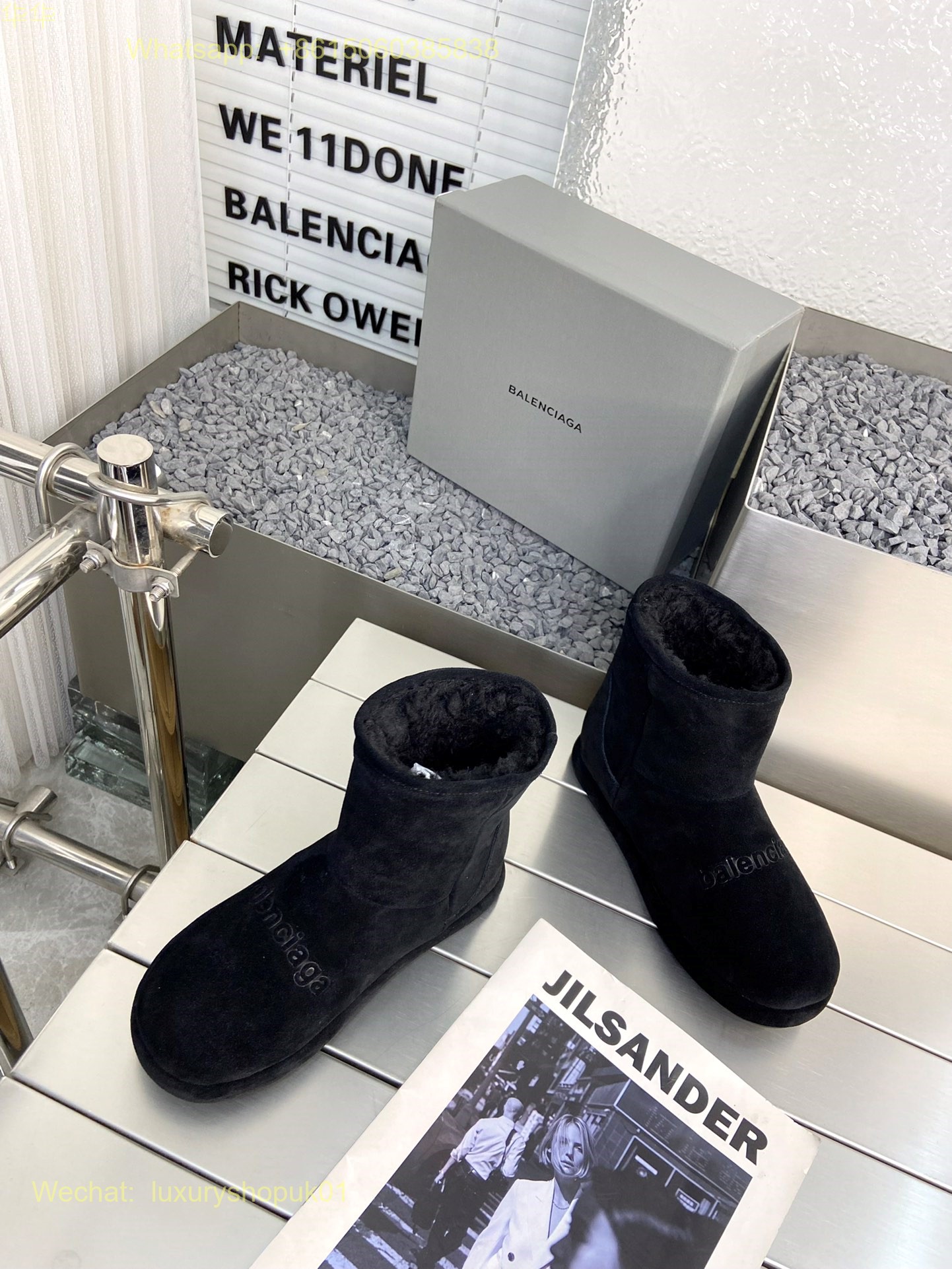 Balenciaga Slip-On Fur shearling Snow Boots Women Shoes