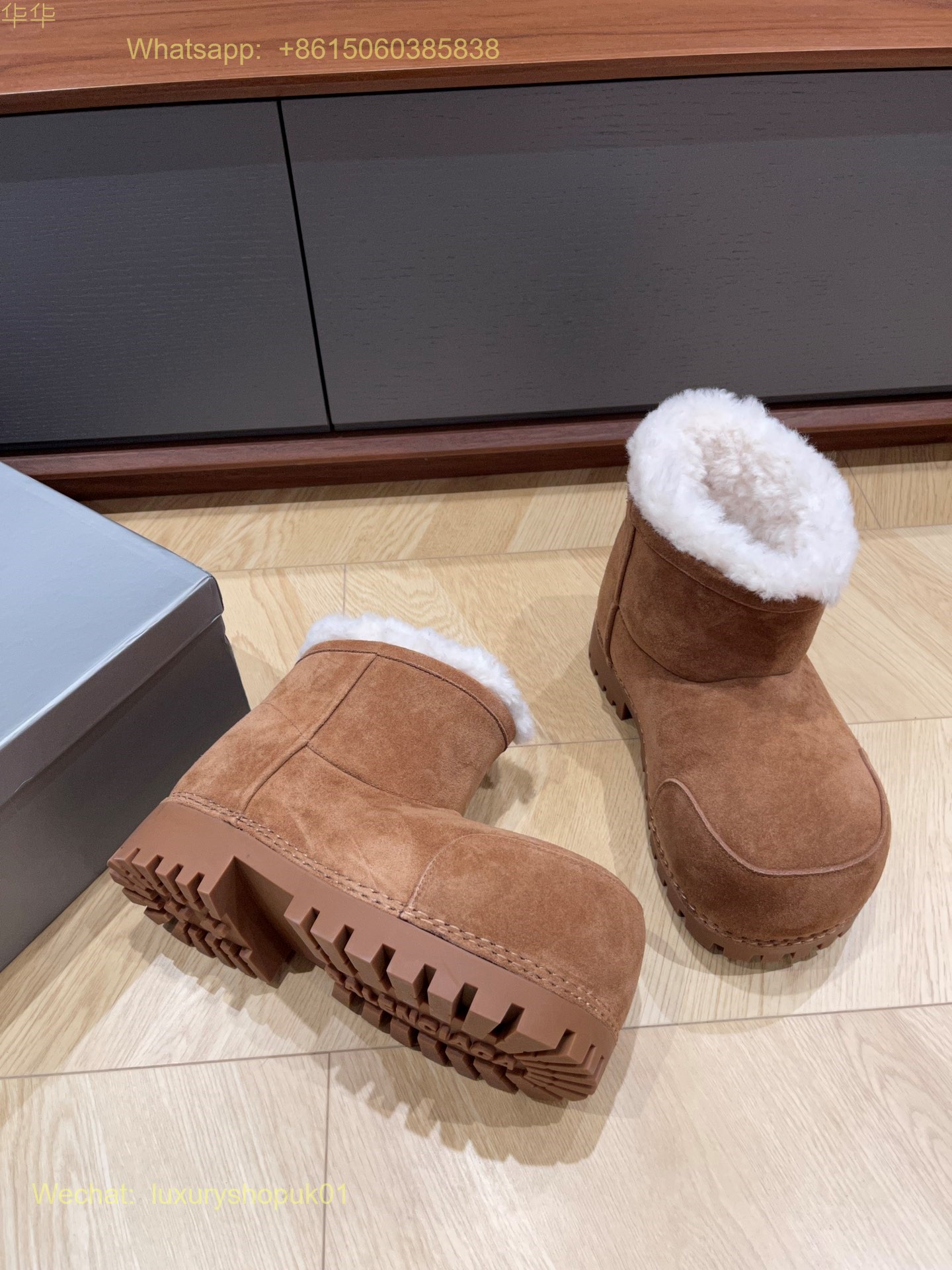 Balenciaga Alaska Fur Ankle Boot skiwear Mens Women snow Shoes