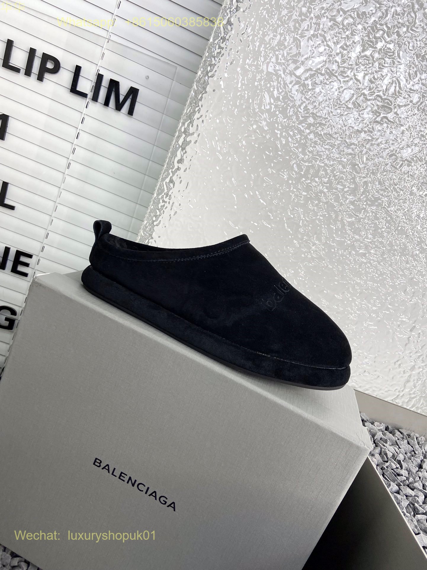 Balenciaga Faux Shearling Slipper Fur Mule Slip on Women Shoes