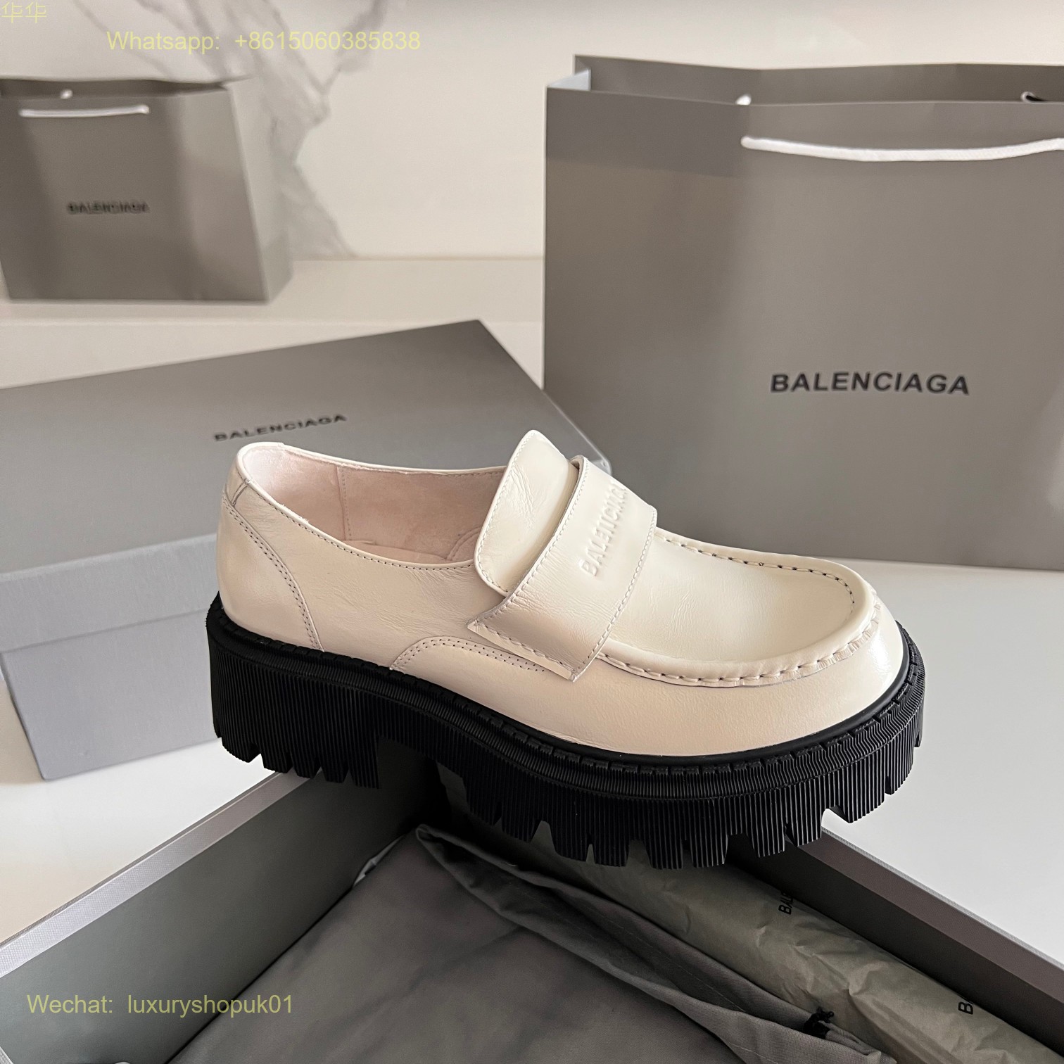 Balenciaga Leather Tractor Derby Shoes Women Shoes