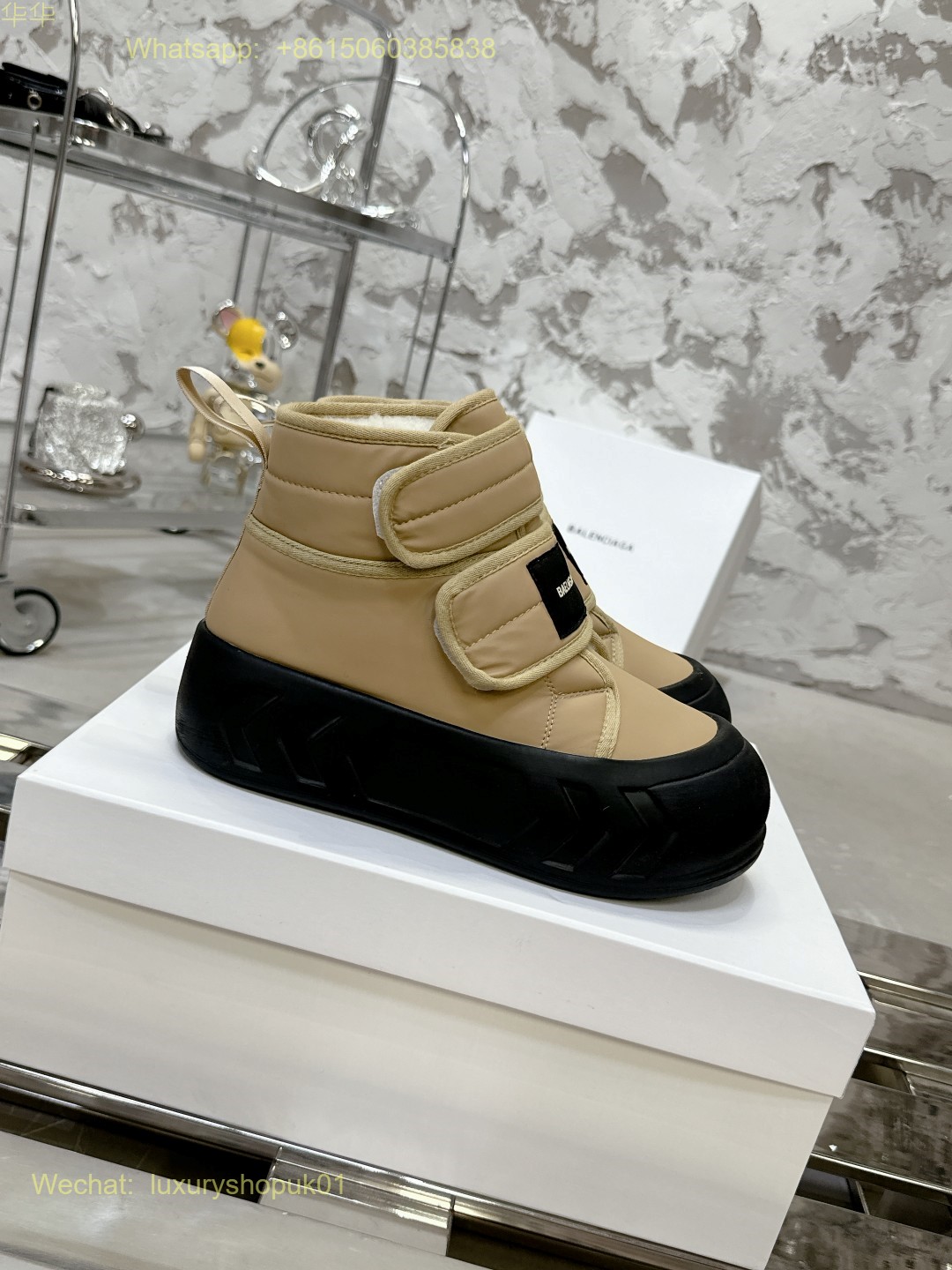 Balenciaga Fur Ankle Boot Women snow Shoes