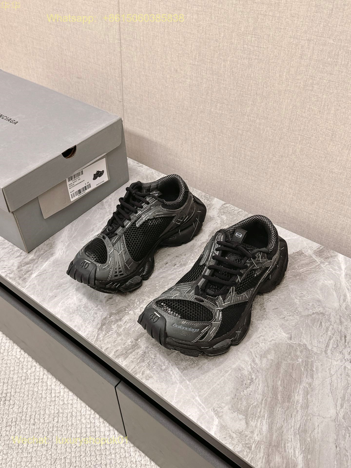 BALENCIAGA Stapler Distressed Mesh Rubber Sneakers Mens Women Shoes